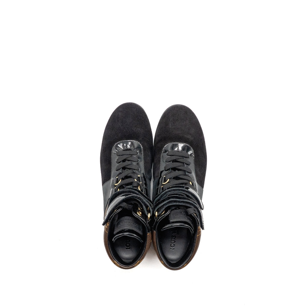 LOUIS VUITTON MOVE UP SNEAKERS MONOGRAM CANVAS/ SUEDE/ PATENT BLACK GHW