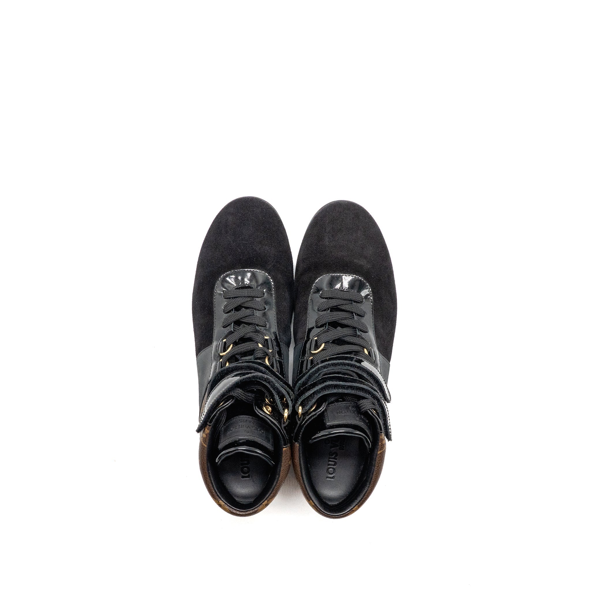 LOUIS VUITTON MOVE UP SNEAKERS MONOGRAM CANVAS/ SUEDE/ PATENT BLACK GHW