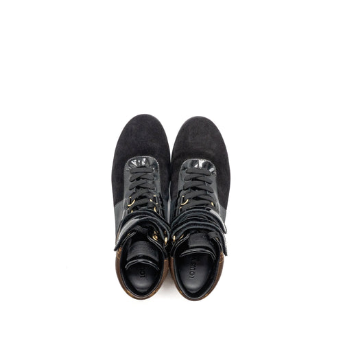 LOUIS VUITTON MOVE UP SNEAKERS MONOGRAM CANVAS/ SUEDE/ PATENT BLACK GHW