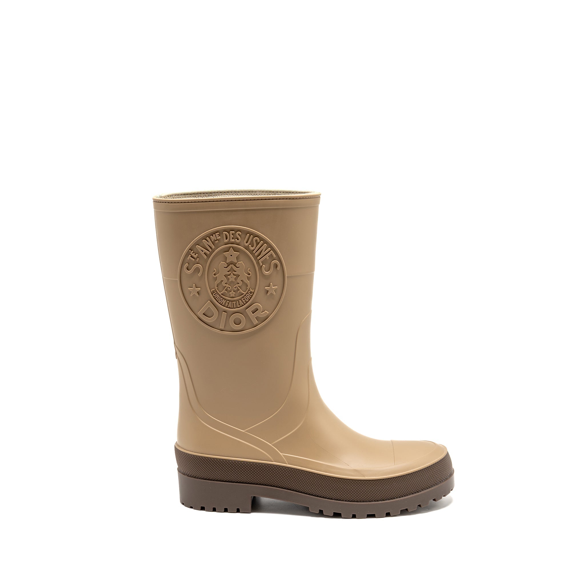 DIOR DIORUNION RUBBER RAIN BOOTS BEIGE/BROWN
