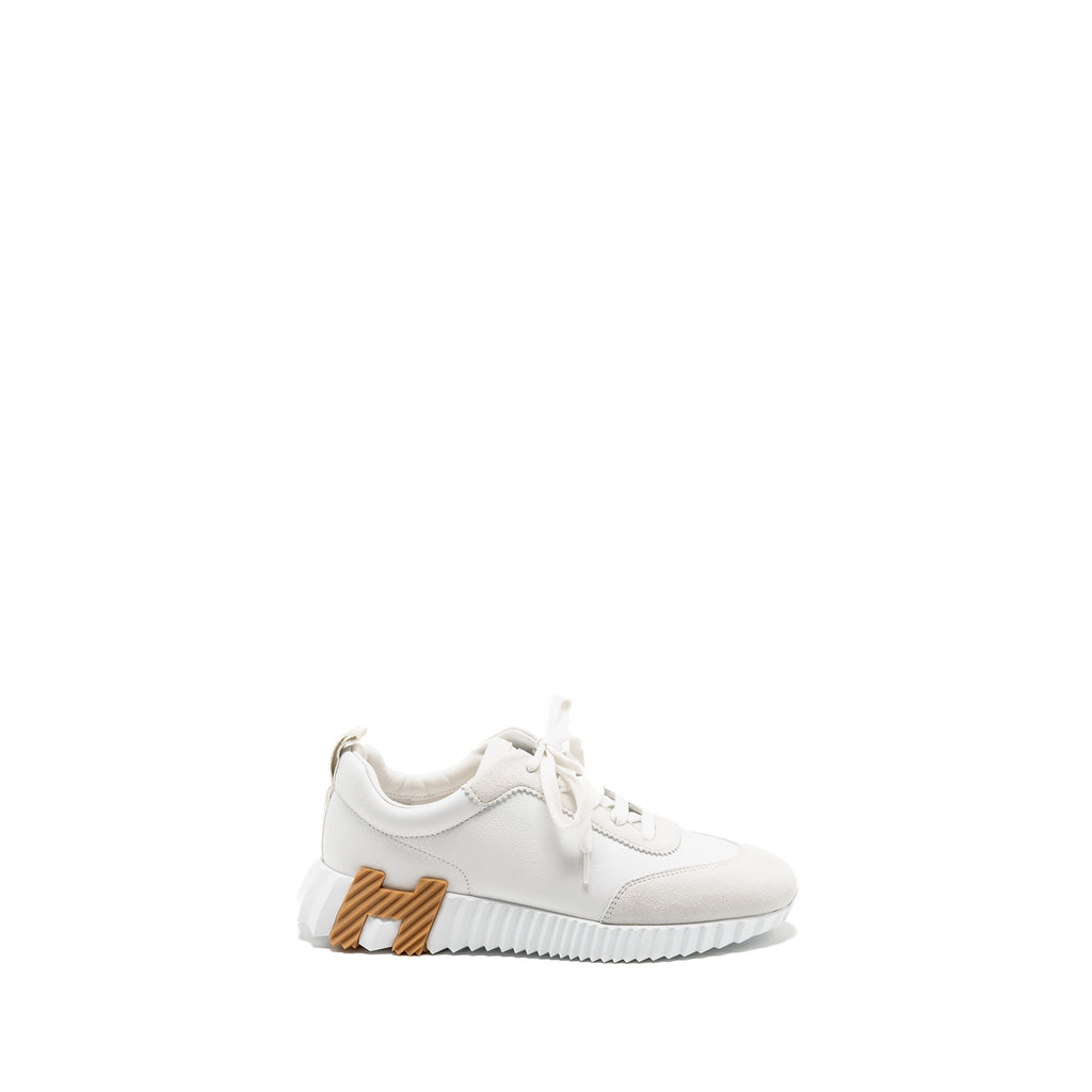 HERMES BOUNCING SNEAKERS CALFSKIN/SUEDE GOATSKIN BLANC