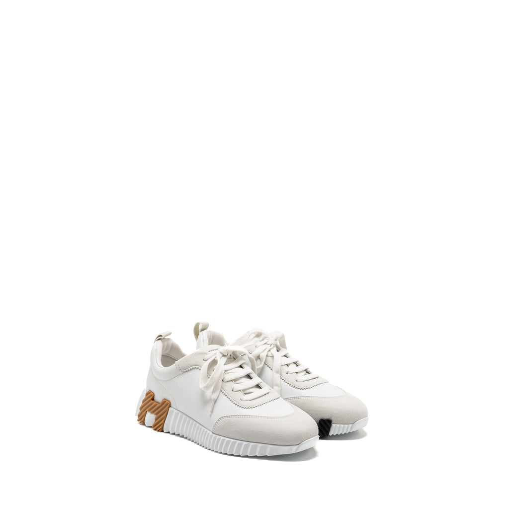 HERMES BOUNCING SNEAKERS CALFSKIN/SUEDE GOATSKIN BLANC