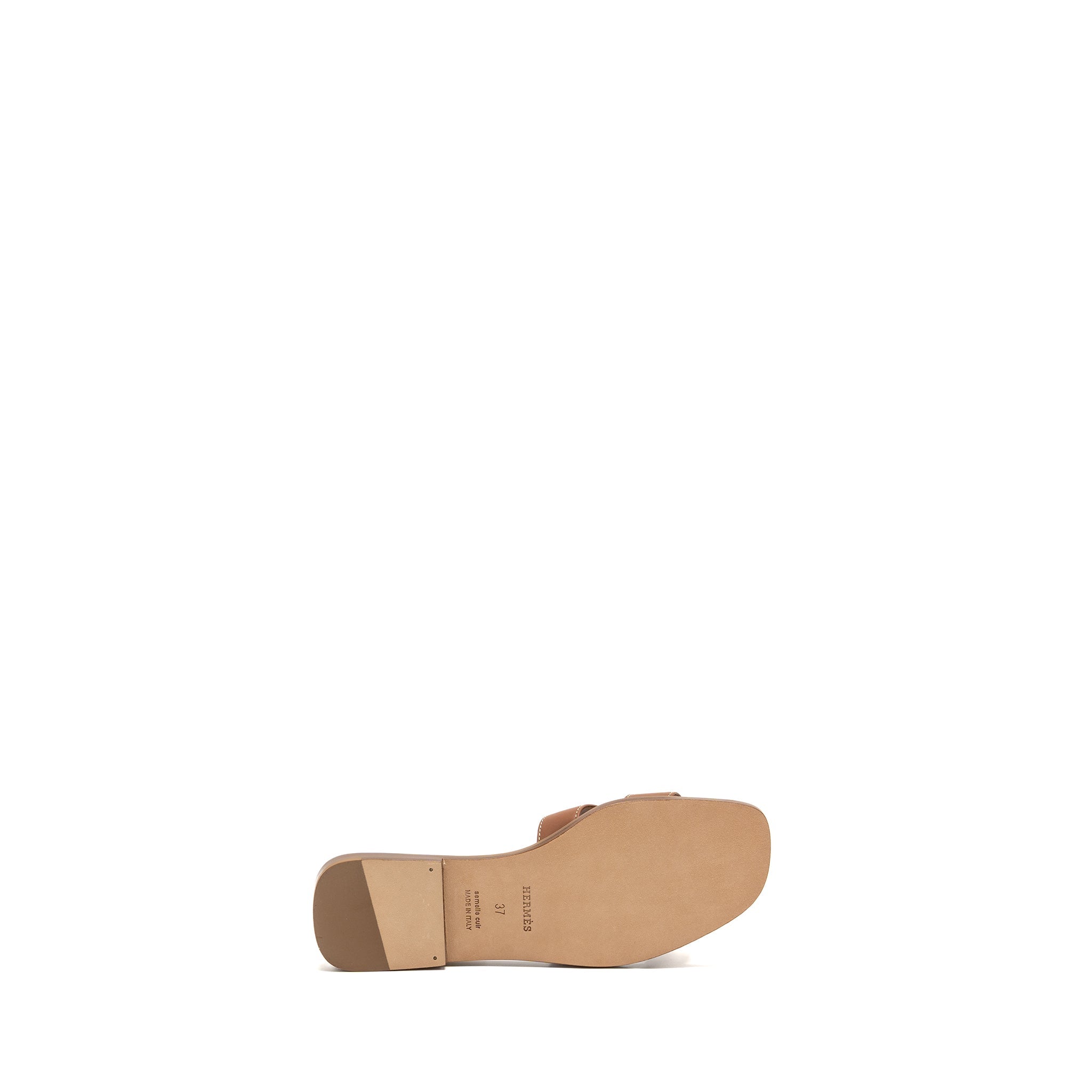 HERMES ORAN SANDAL BOX CALFSKIN GOLD