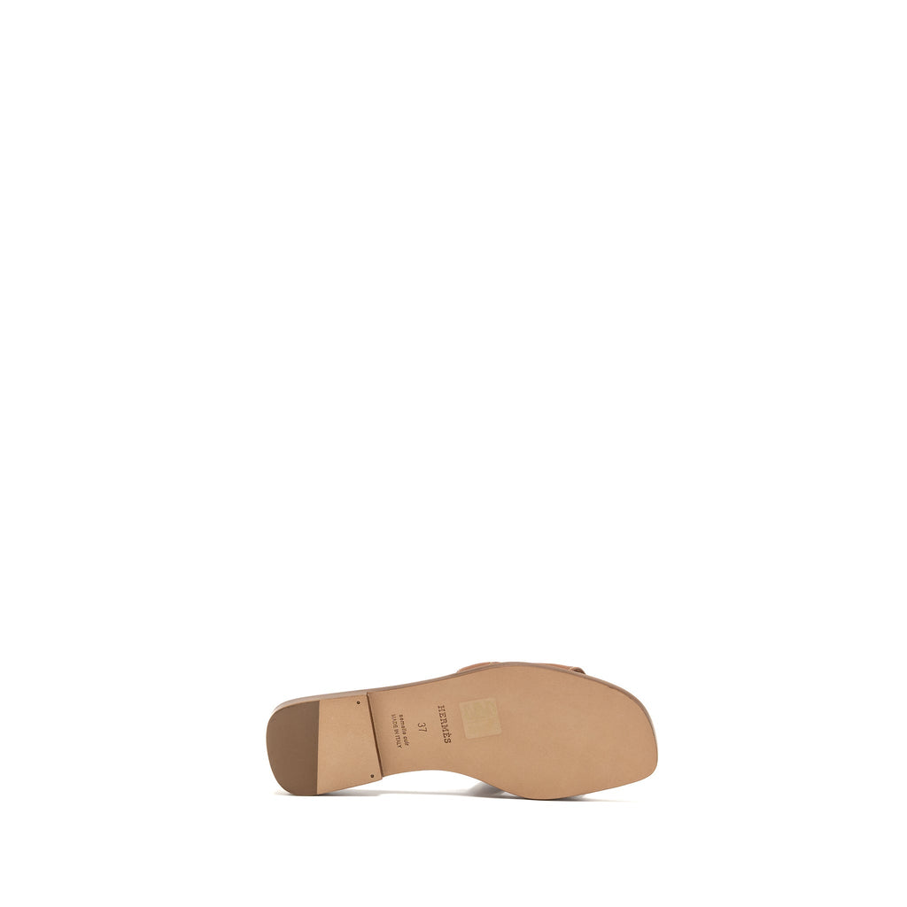 HERMES ORAN SANDAL BOX CALFSKIN GOLD