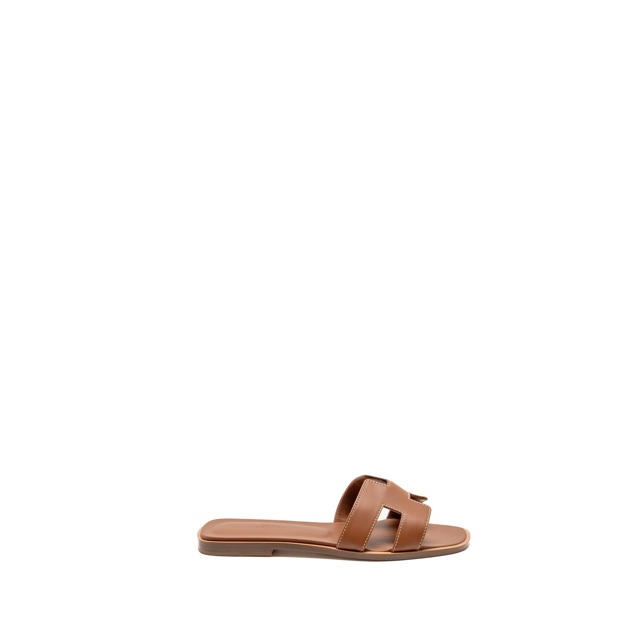 HERMES ORAN SANDAL BOX CALFSKIN GOLD
