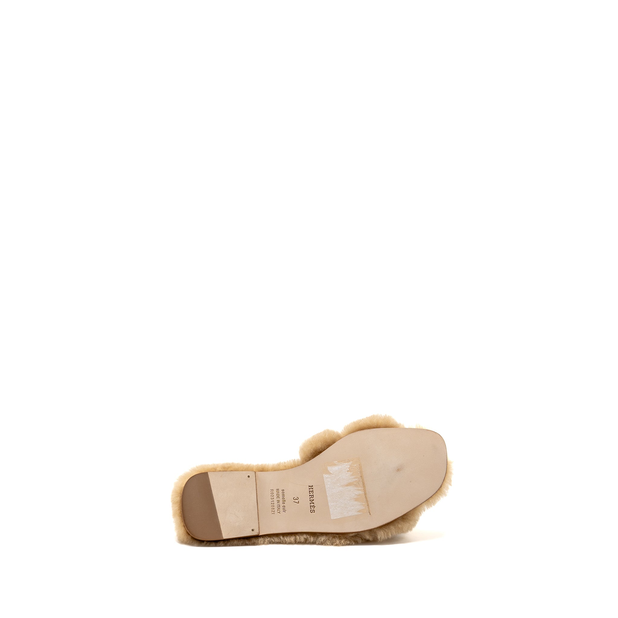 HERMES ORAN SANDALS SHEARLING LIGHT BEIGE