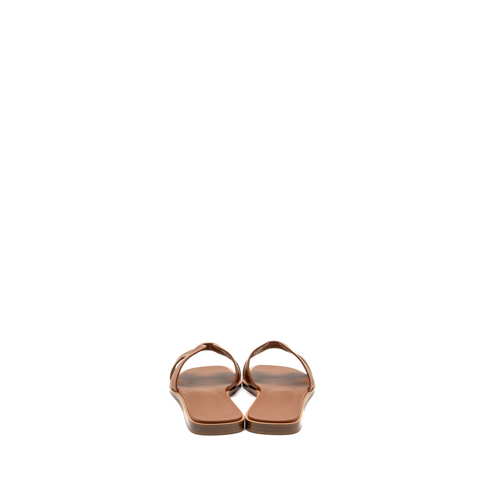 HERMES ORAN SANDAL BOX CALFSKIN GOLD