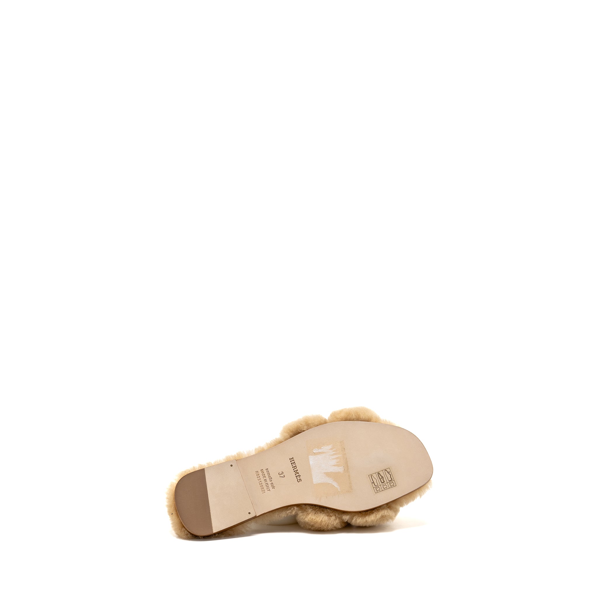 HERMES ORAN SANDALS SHEARLING LIGHT BEIGE