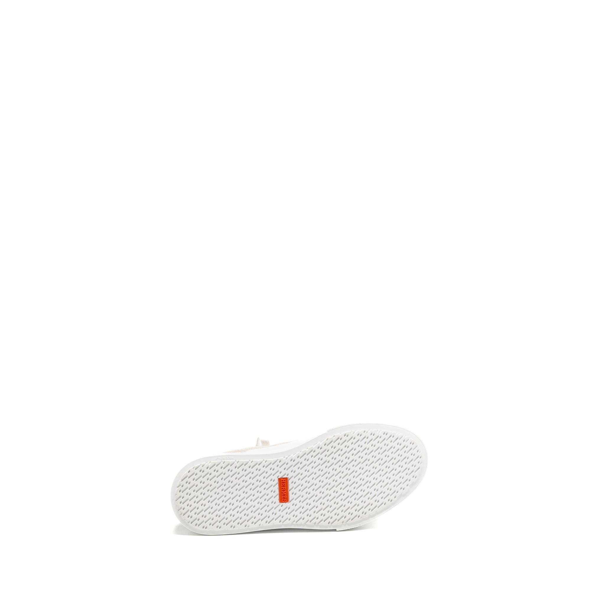 HERMES KEEP SNEAKER H CANVAS/CALFSKIN PRUNOIR/BLANC