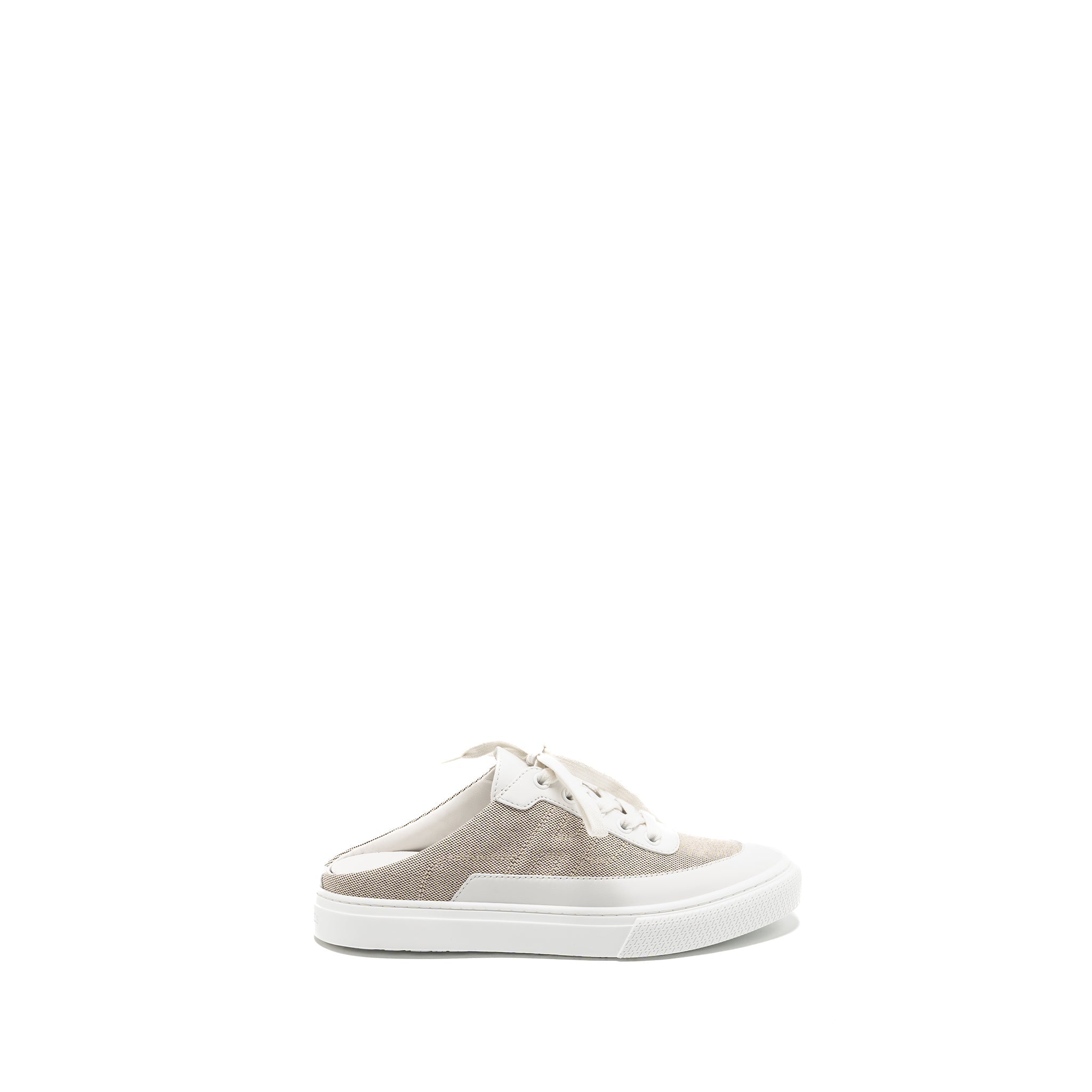 HERMES KEEP SNEAKER H CANVAS/CALFSKIN PRUNOIR/BLANC