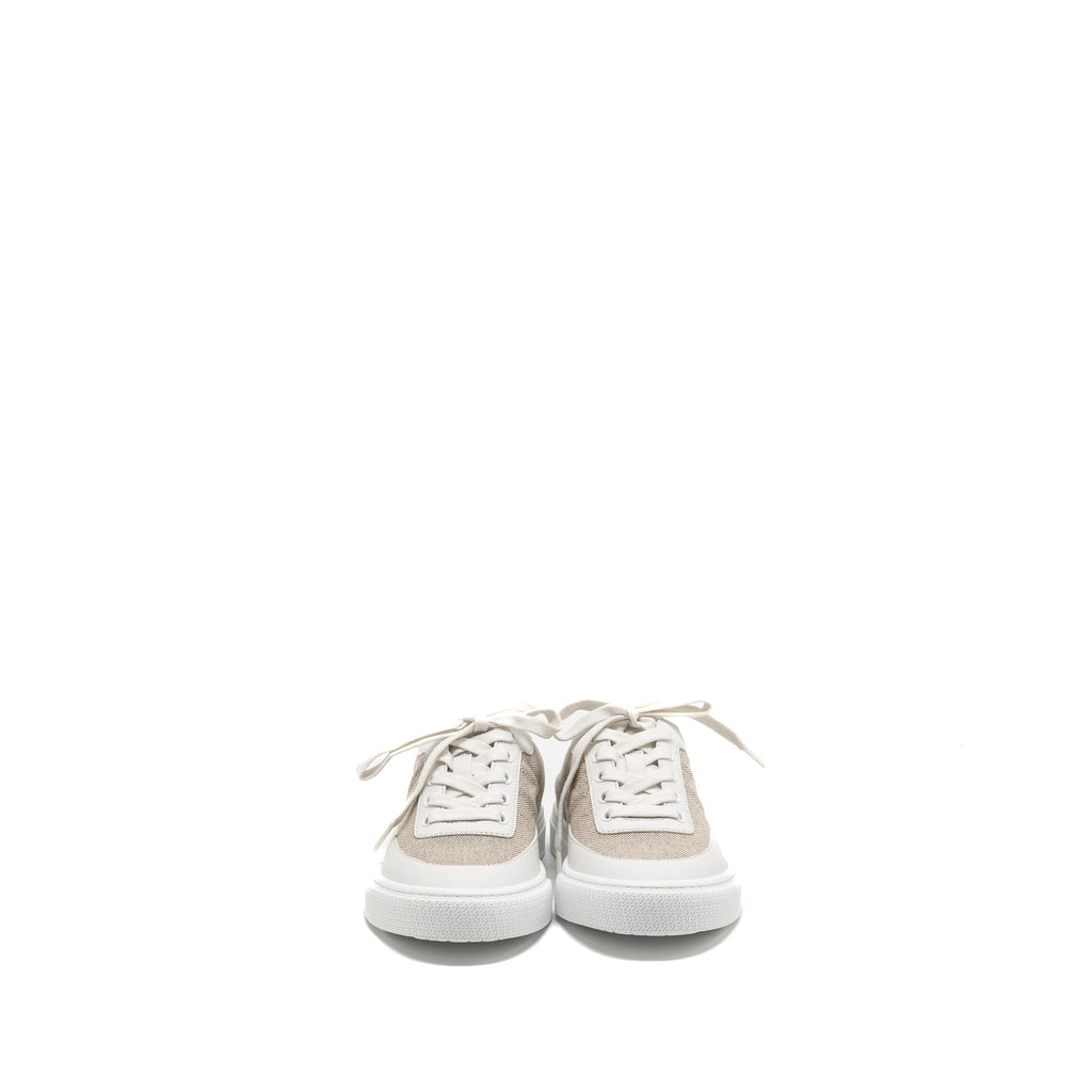 HERMES KEEP SNEAKER H CANVAS/CALFSKIN PRUNOIR/BLANC