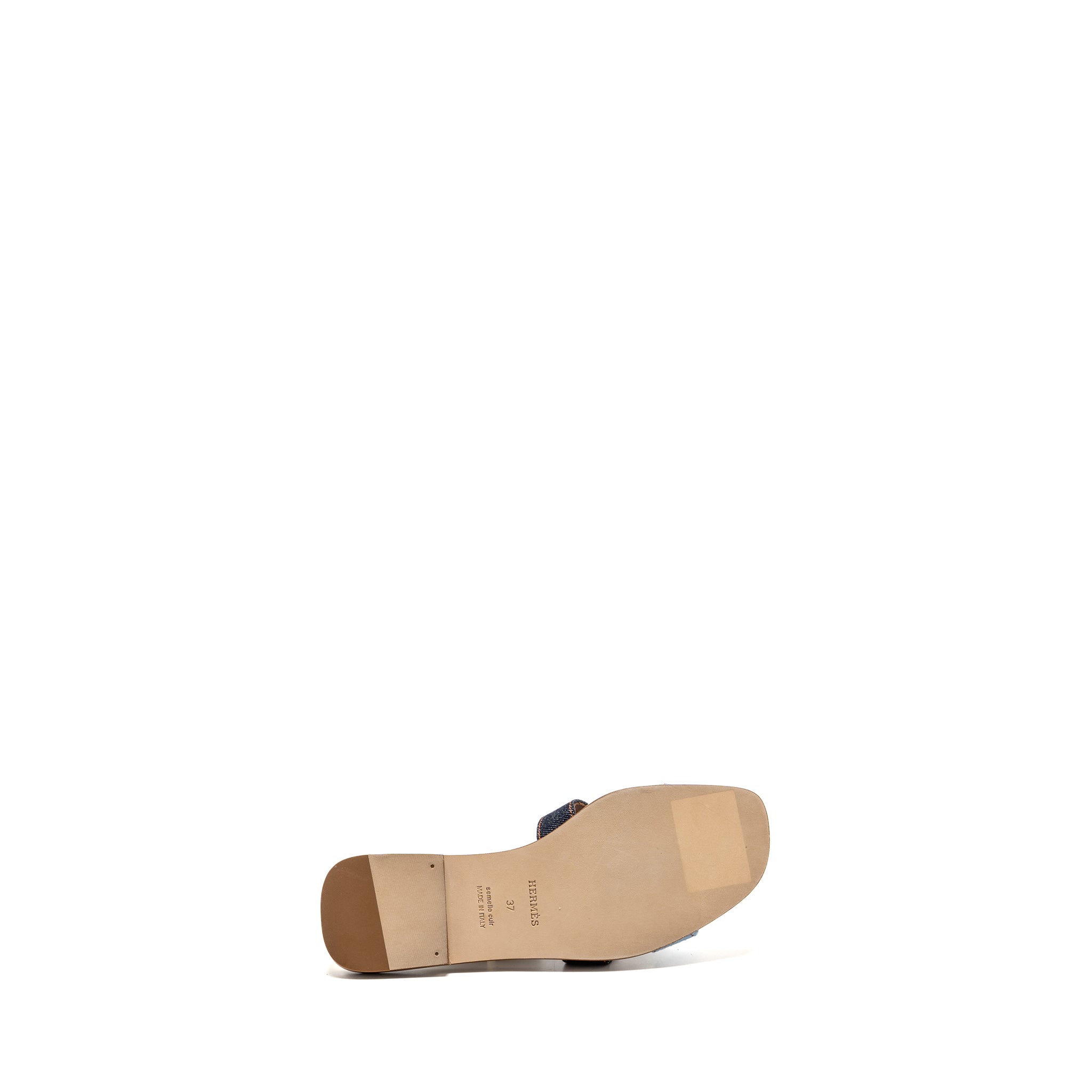 HERMES ORAN SANDALS DENIM/LEATHER BLEU BRUT/BLEU