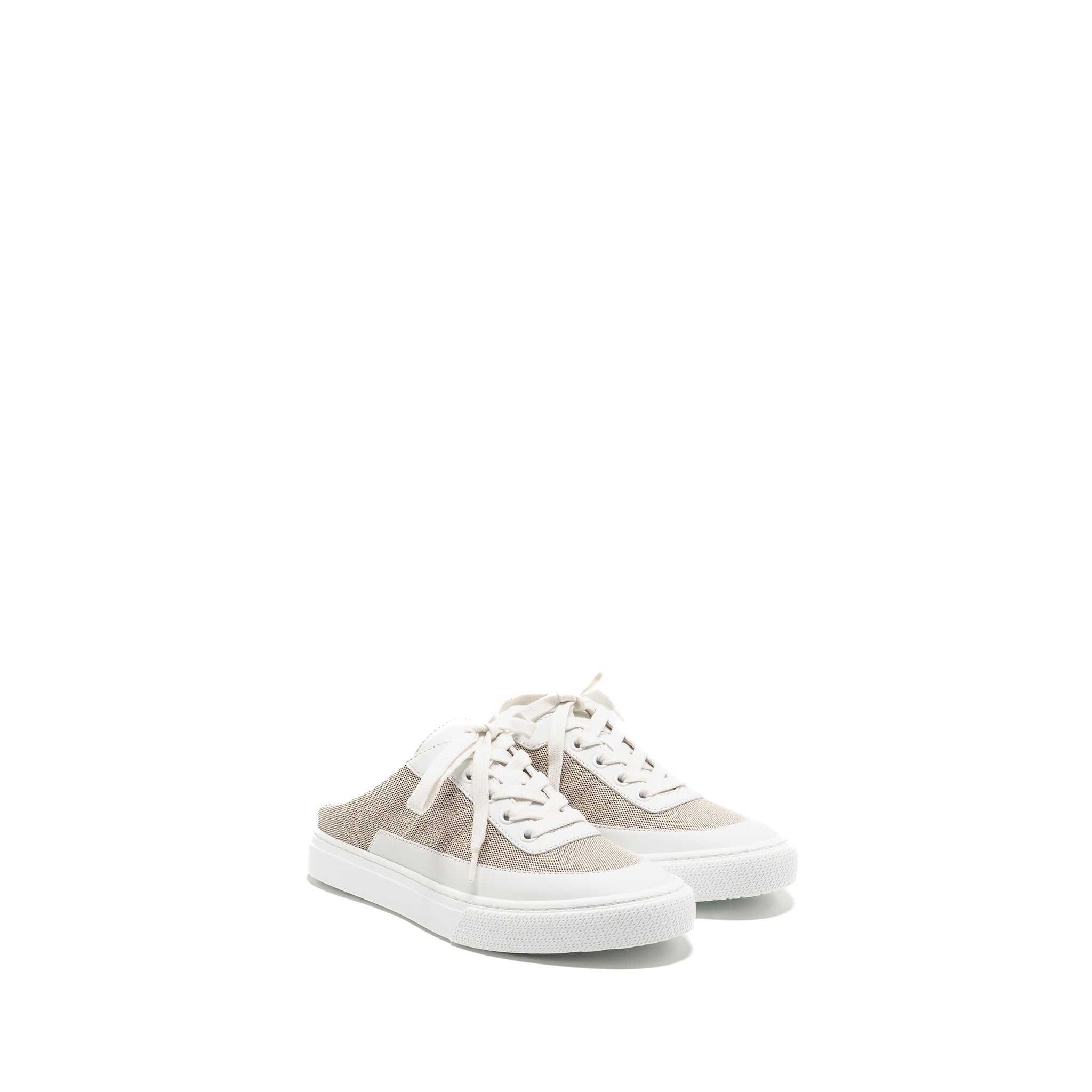 HERMES KEEP SNEAKER H CANVAS/CALFSKIN PRUNOIR/BLANC