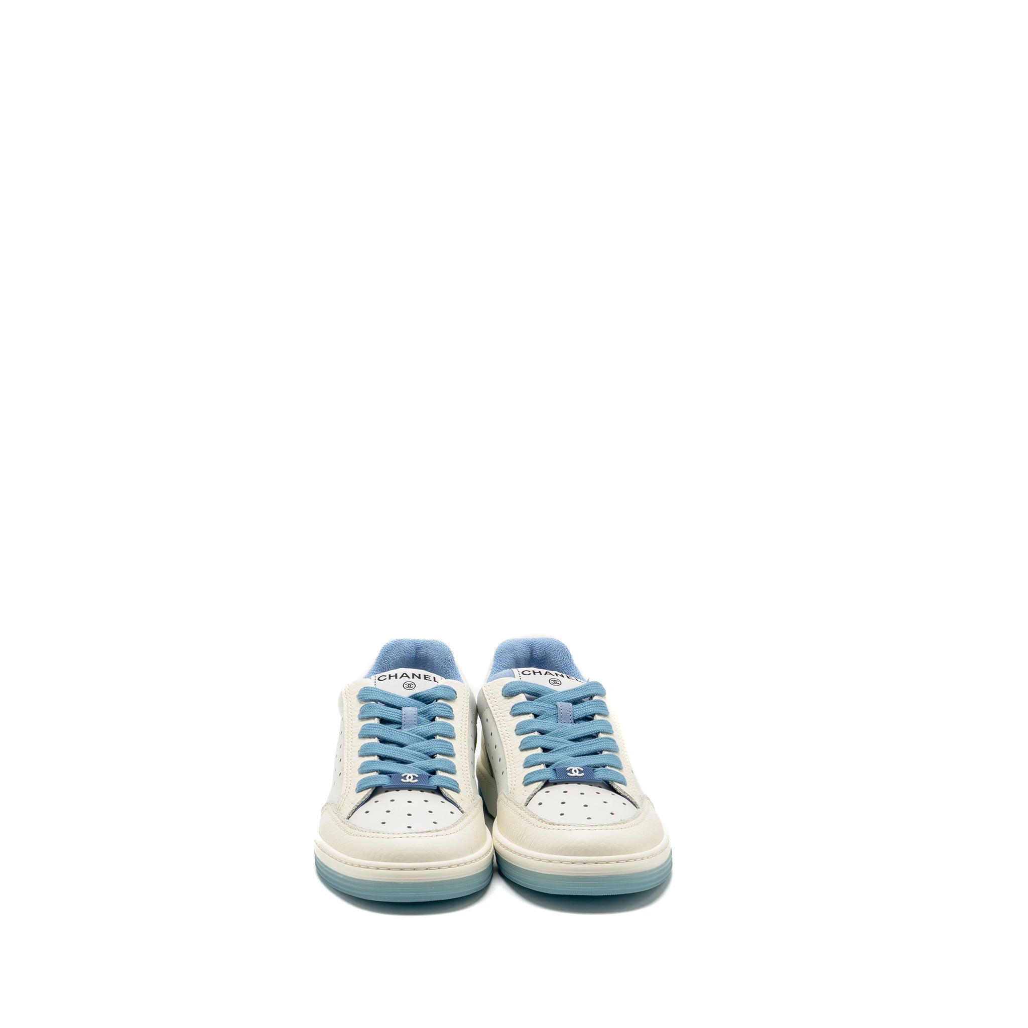CHANEL RUNNER TENNIS SNEAKERS LEATHER BLUE/WHITE
