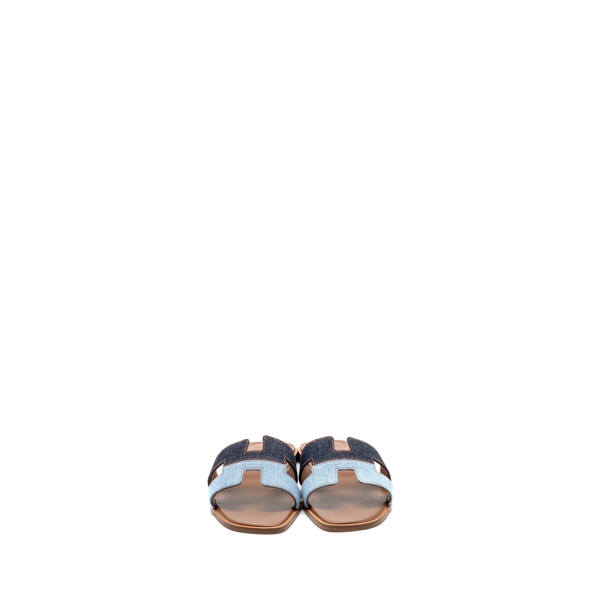 HERMES ORAN SANDALS DENIM/LEATHER BLEU BRUT/BLEU