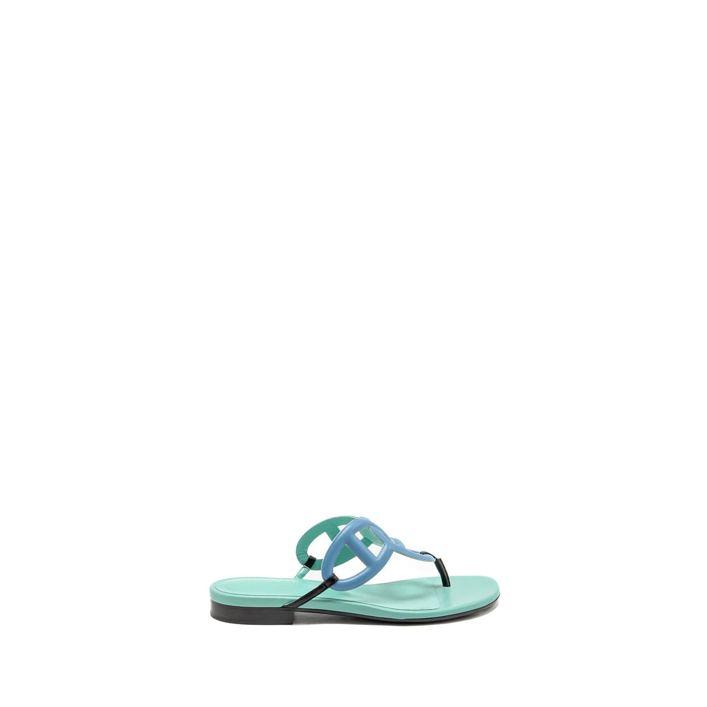 HERMES AGNEAU BEACH SANDALS MULTICOLOUR