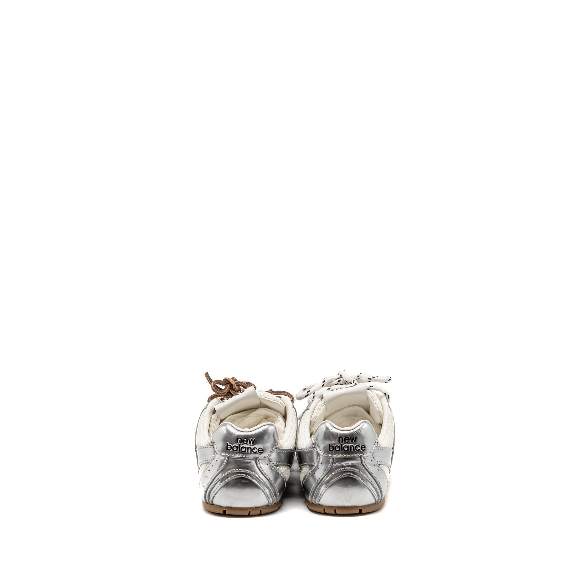 MIU MIU X NEW BALANCE SL SNEAKERS METALLIC LEATHER/MESH SILVER/WHITE