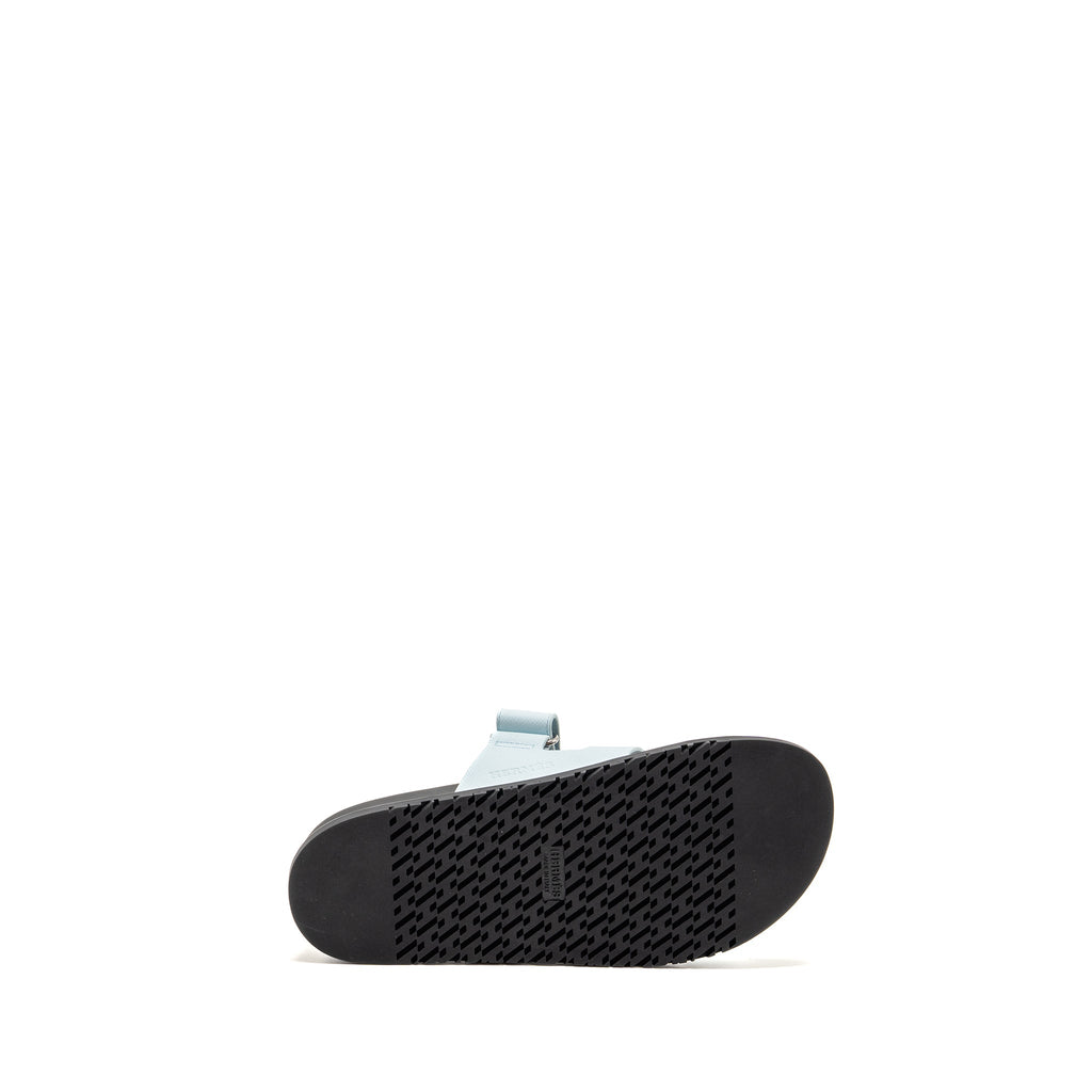 HERMES FEMME CHYPRE SANDALS EPSOM BLEU BRUME SHW