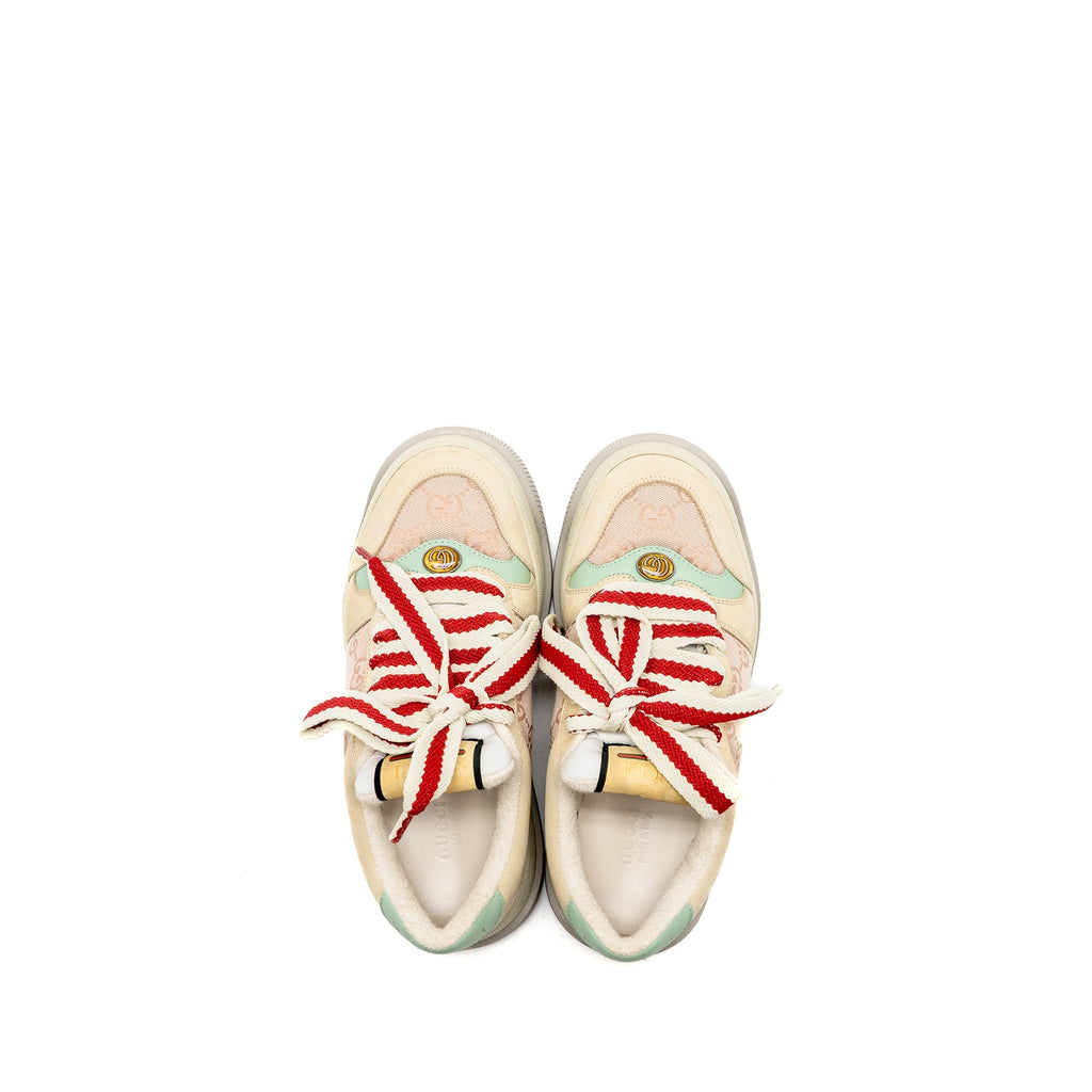 GUCCI SCREENER TRAINER GG CANVAS/LEATHER PINK/BEIGE/MULTICOLOUR