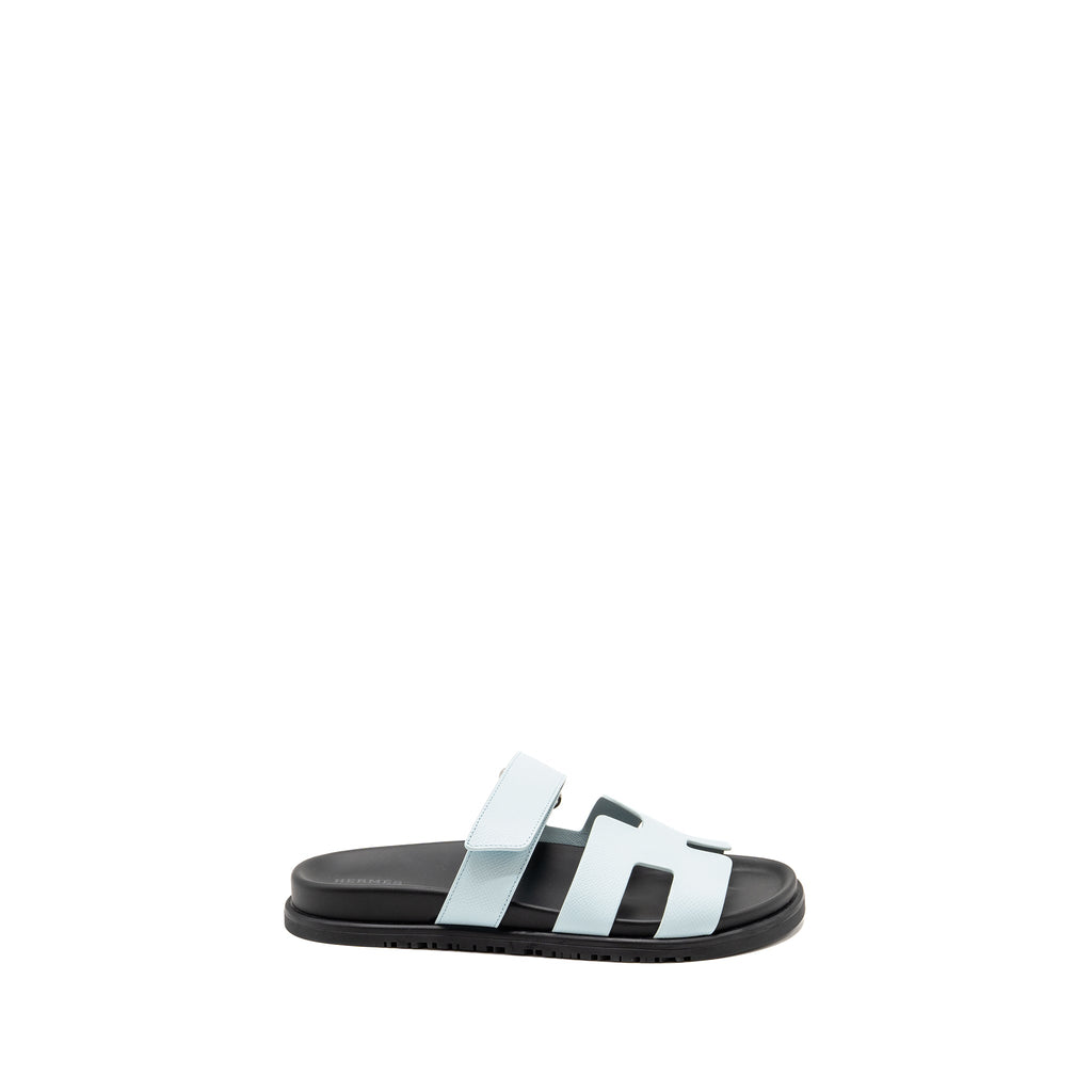 HERMES FEMME CHYPRE SANDALS EPSOM BLEU BRUME SHW
