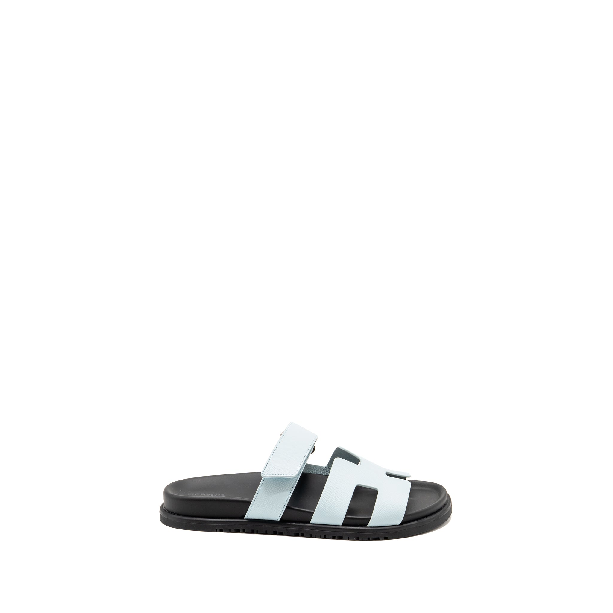 HERMES FEMME CHYPRE SANDALS EPSOM BLEU BRUME SHW