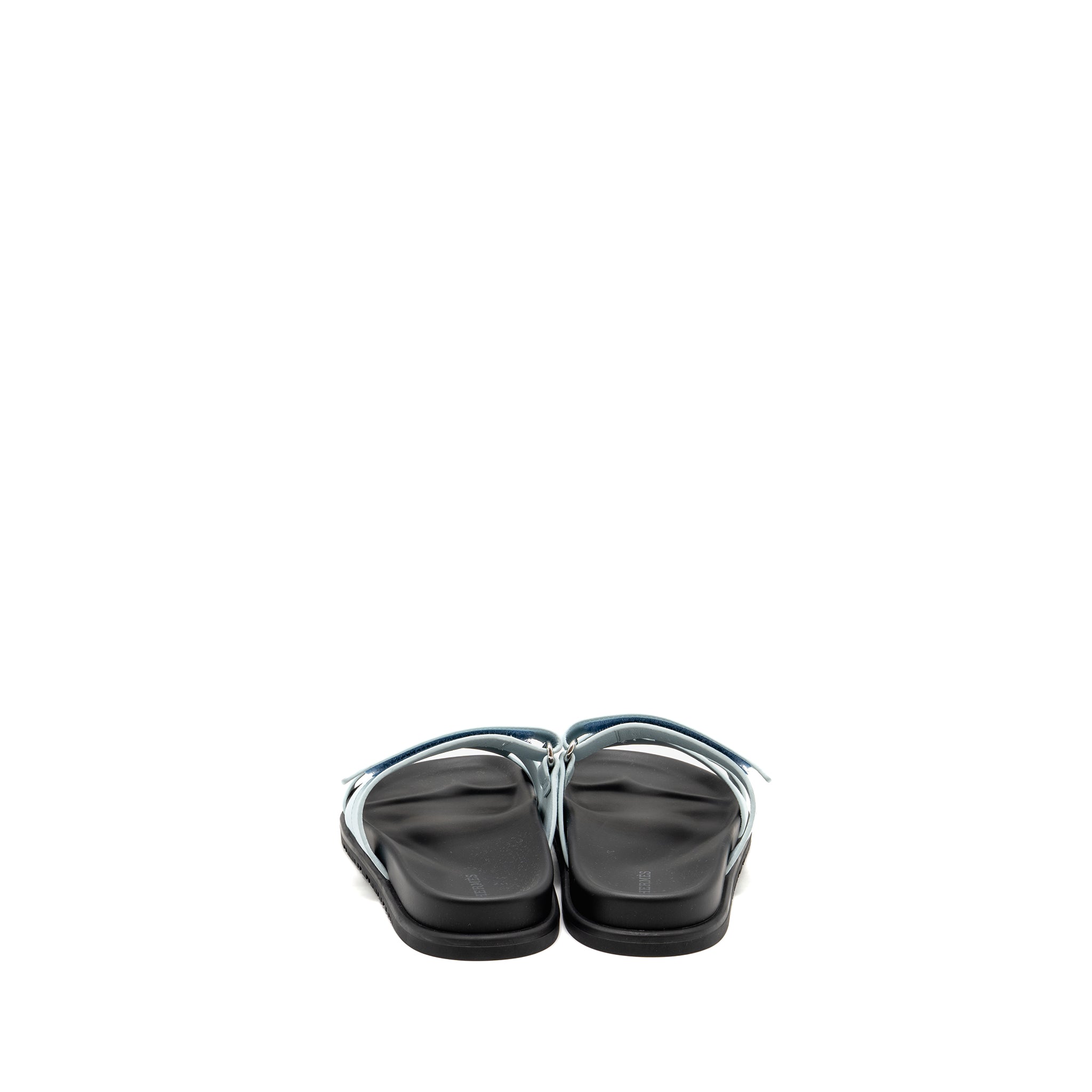 HERMES FEMME CHYPRE SANDALS EPSOM BLEU BRUME SHW