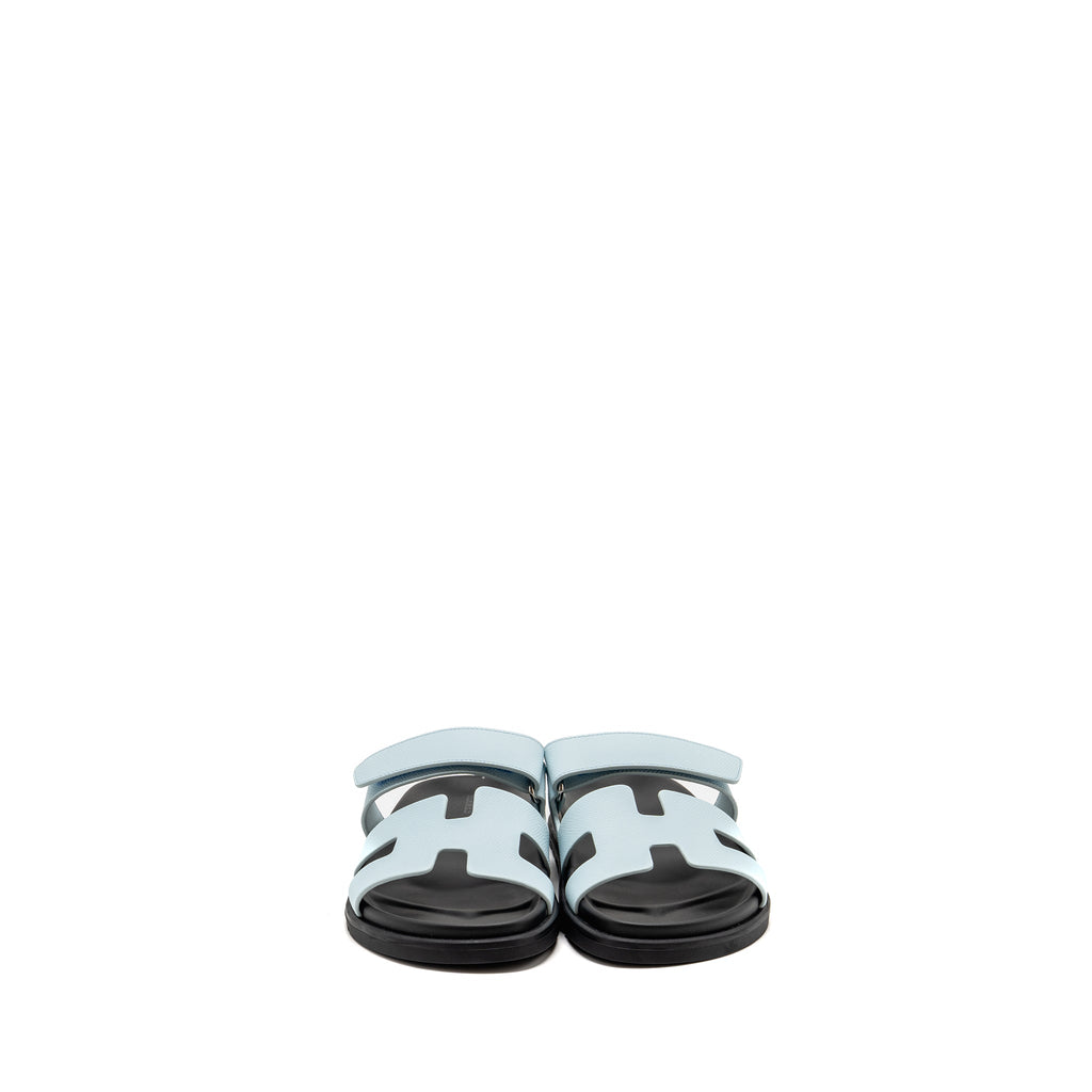 HERMES FEMME CHYPRE SANDALS EPSOM BLEU BRUME SHW