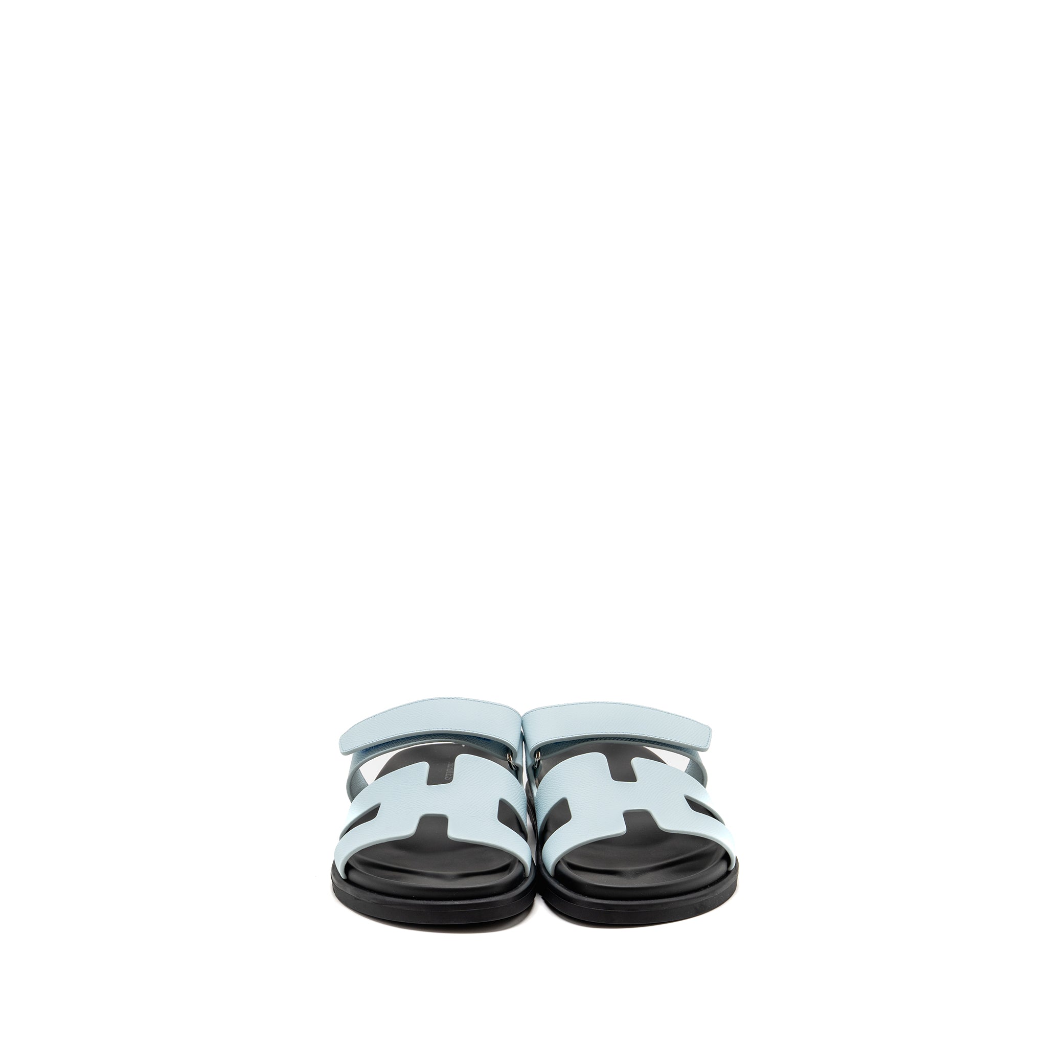 HERMES FEMME CHYPRE SANDALS EPSOM BLEU BRUME SHW