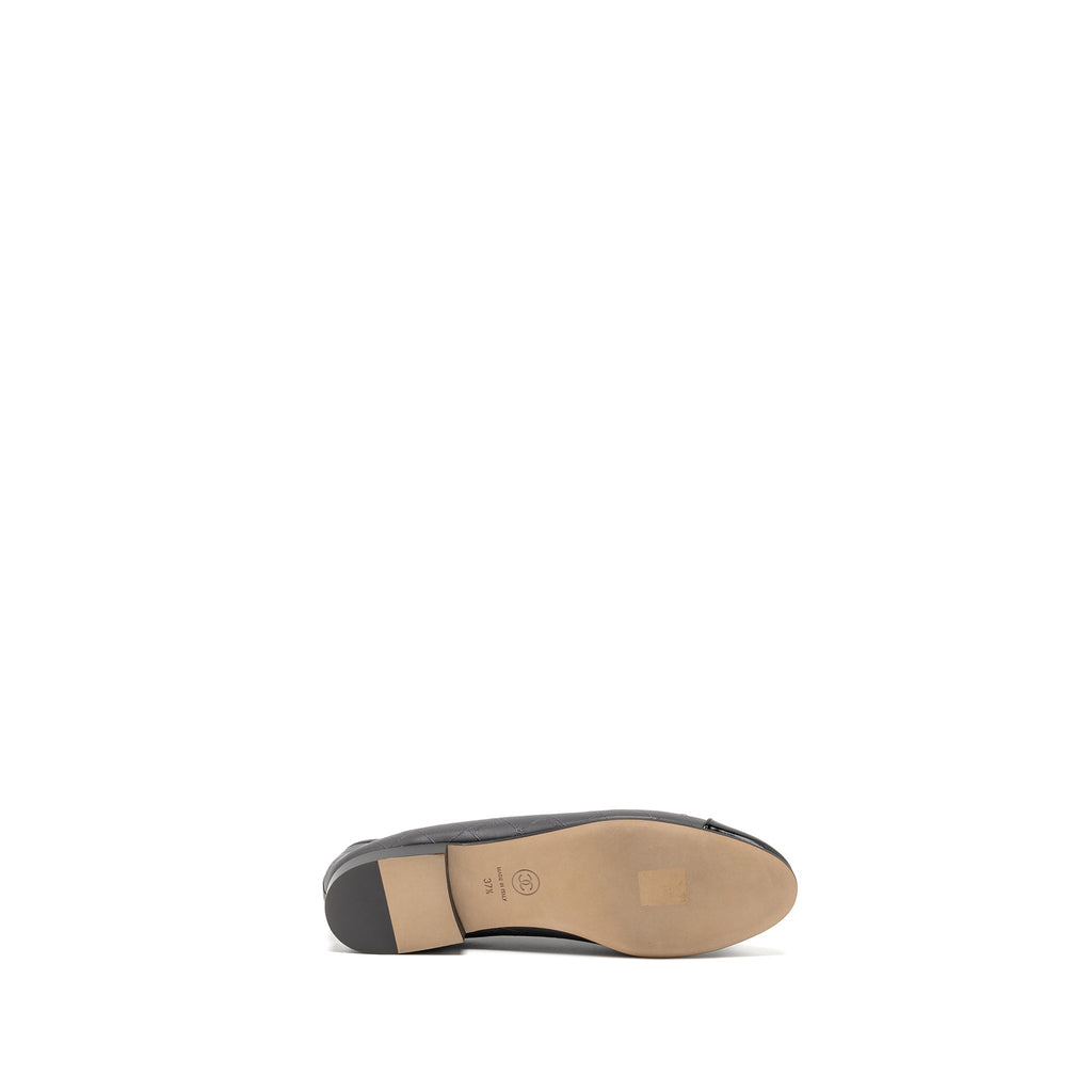 CHANEL BALLET FLATS LAMBSKIN/PATENT GREY/BLACK