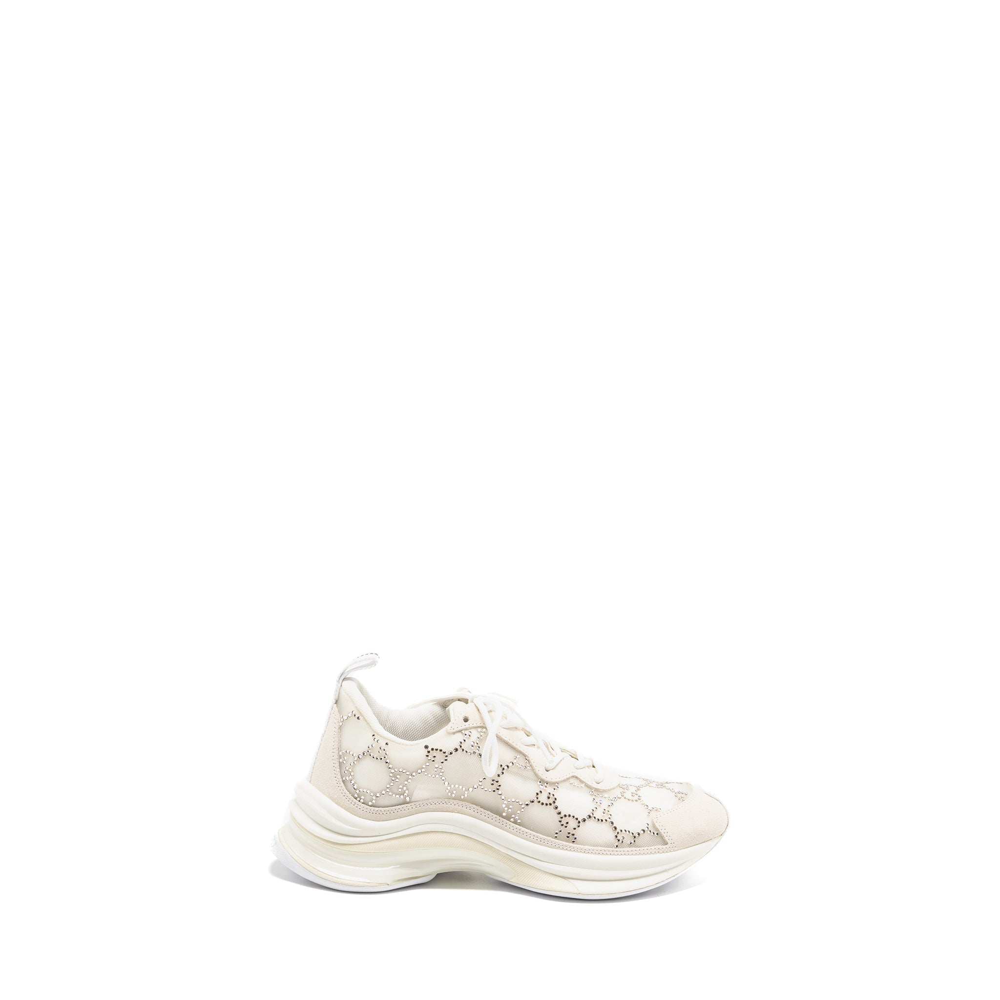 GUCCI GUCCI RUN SNEAKERS GG CRYSTAL MESH WHITE