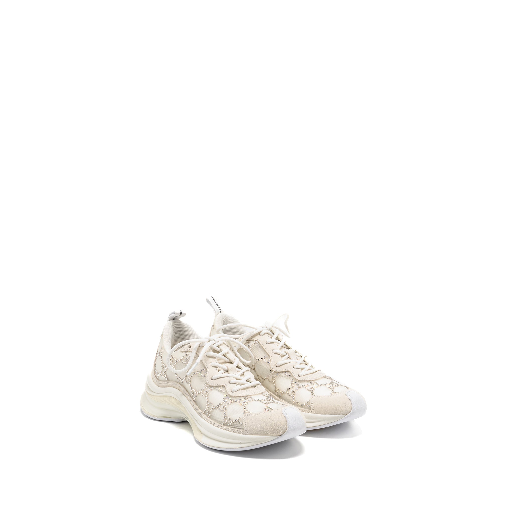 GUCCI GUCCI RUN SNEAKERS GG CRYSTAL MESH WHITE