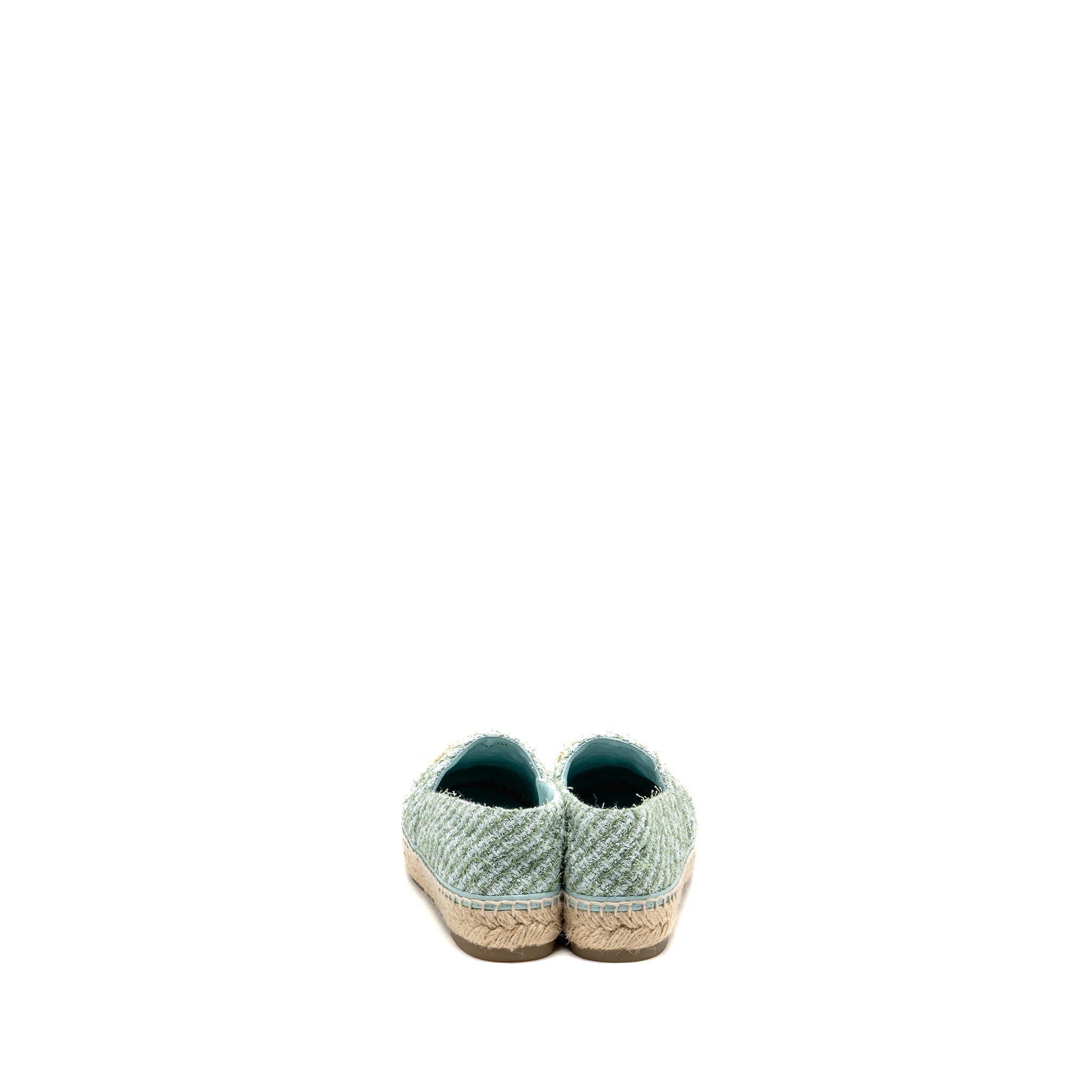 CHANEL 23S ESPADRILLES TWEED/GROSGRAIN LIGHT BLUE/GREEN/BLACK