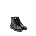 CHANEL LACE UP BOOTS SHINY CALFSKIN BLACK