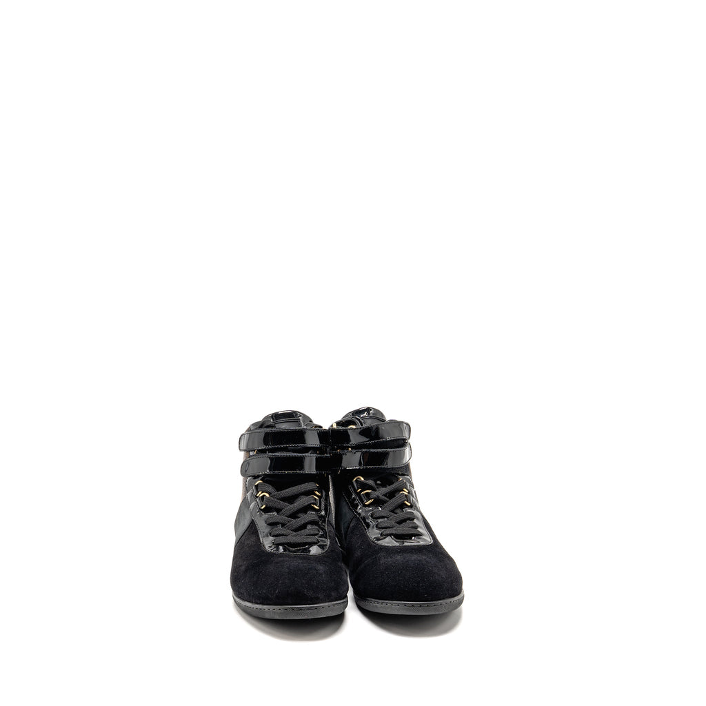 LOUIS VUITTON MOVE UP SNEAKERS MONOGRAM CANVAS/ SUEDE/ PATENT BLACK GHW