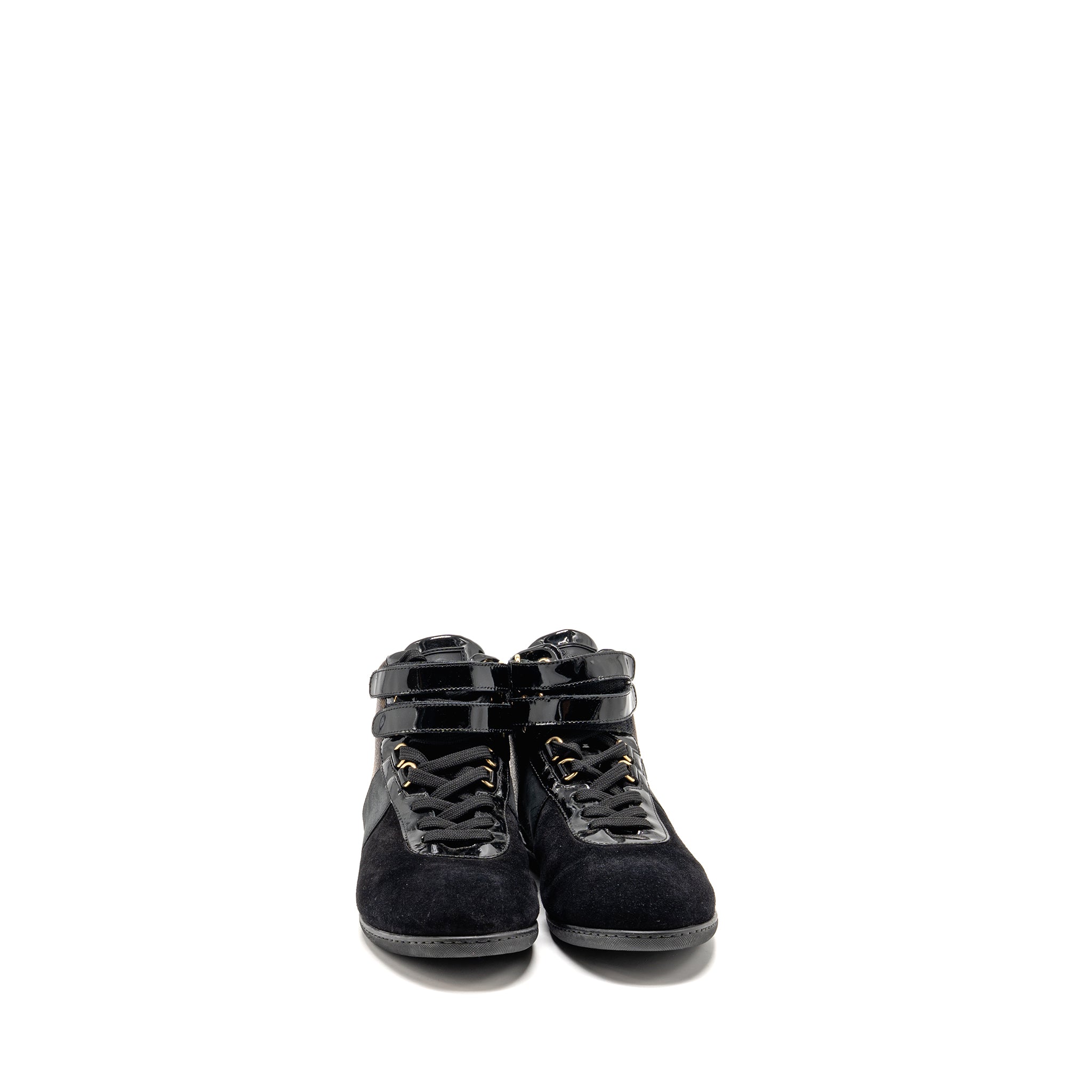 LOUIS VUITTON MOVE UP SNEAKERS MONOGRAM CANVAS/ SUEDE/ PATENT BLACK GHW