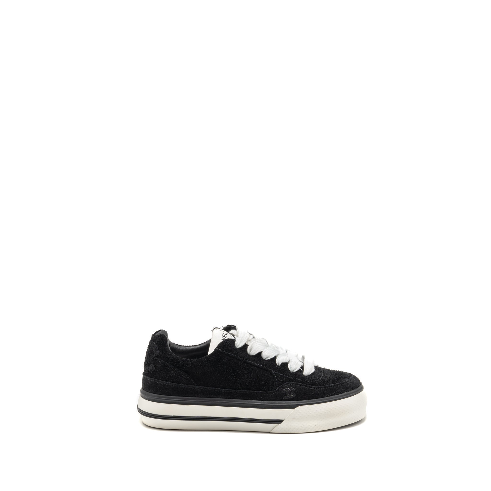 CHANEL 23B CC LOGO SNEAKERS SUEDE CALFSKIN BLACK