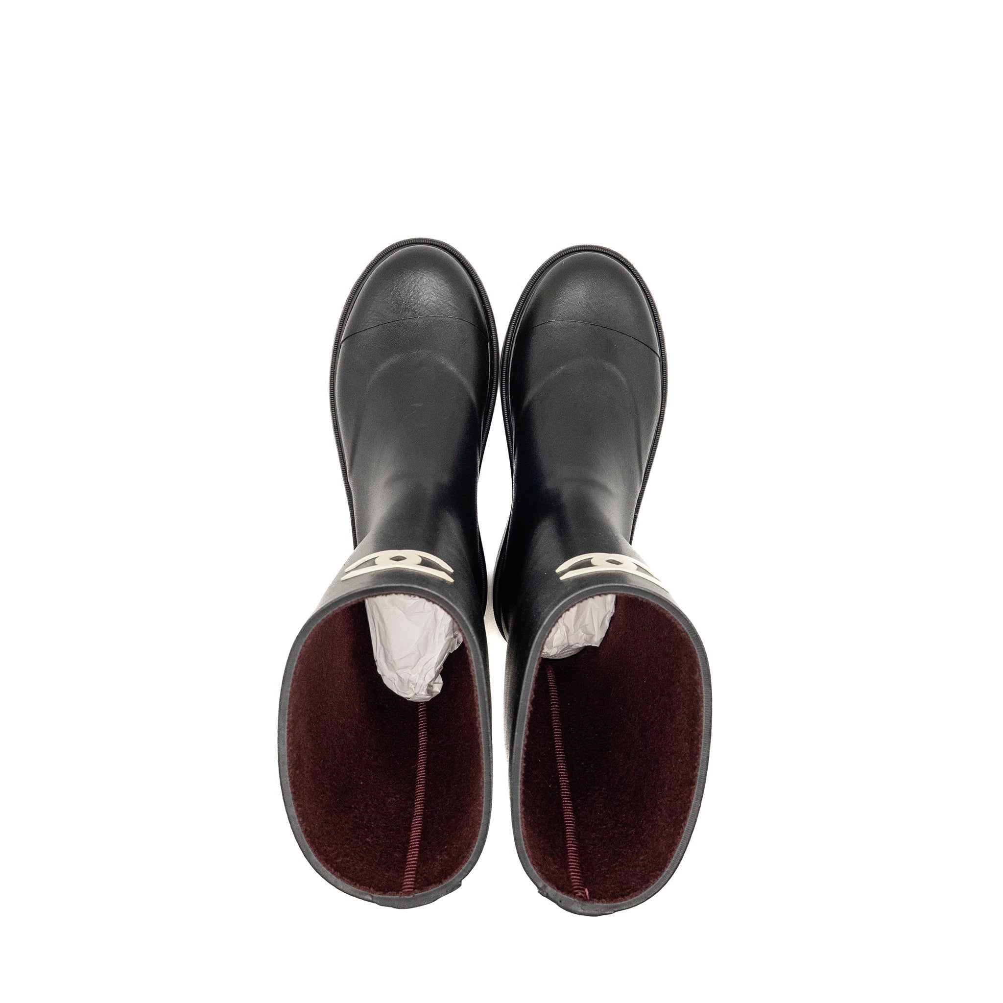CHANEL 25B HIGH BOOTS CAOUTCHOUC BLACK