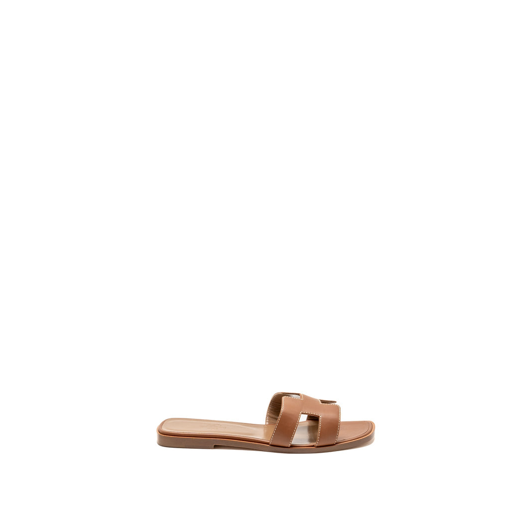 HERMES ORAN SANDALS CALFSKIN GOLD