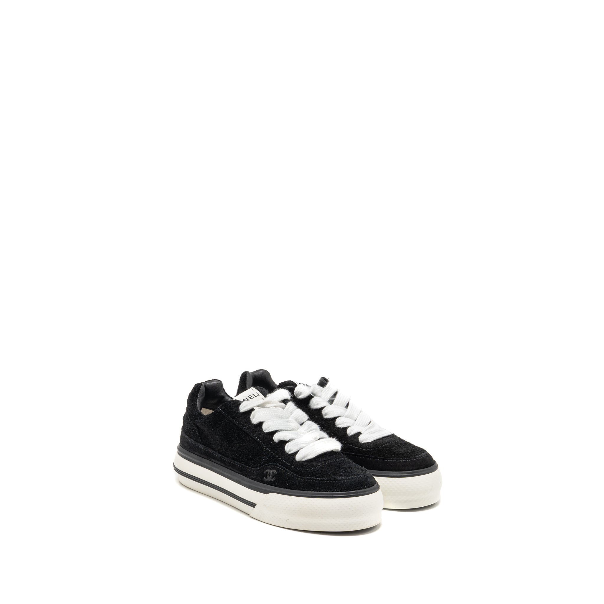 CHANEL 23B CC LOGO SNEAKERS SUEDE CALFSKIN BLACK