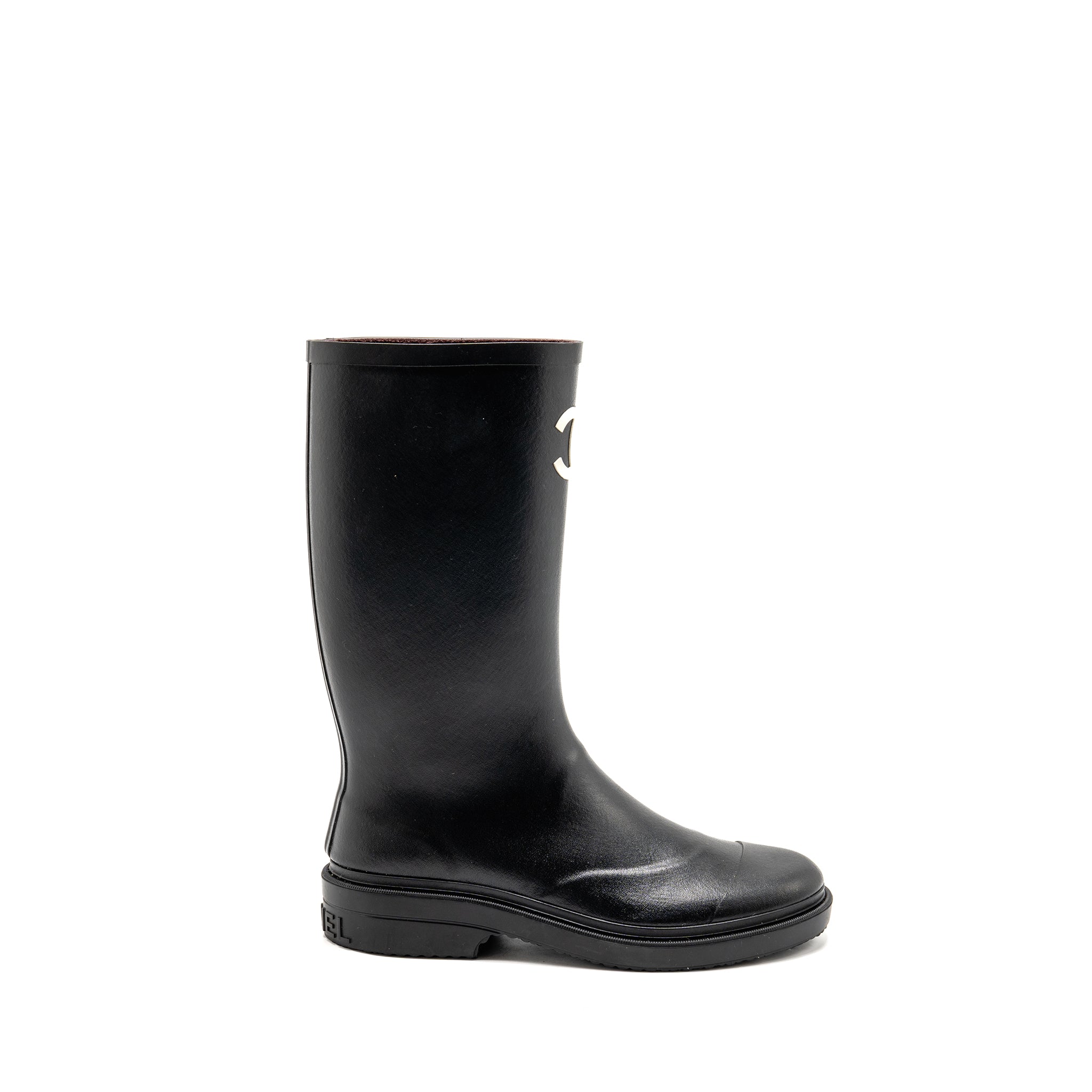CHANEL 25B HIGH BOOTS CAOUTCHOUC BLACK