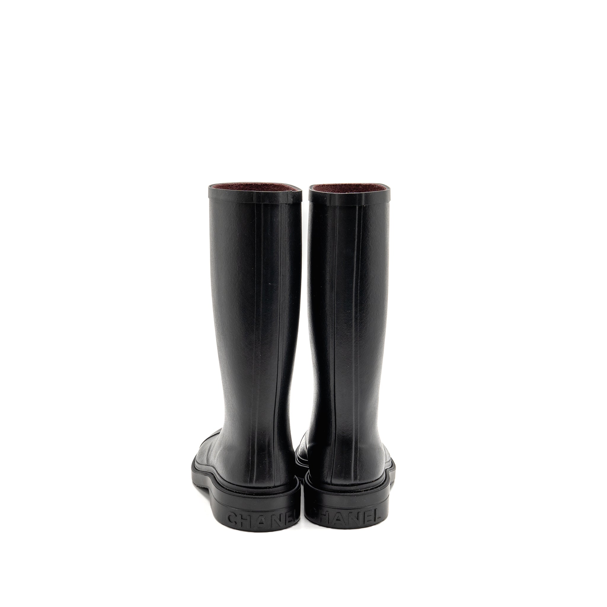 CHANEL 25B HIGH BOOTS CAOUTCHOUC BLACK