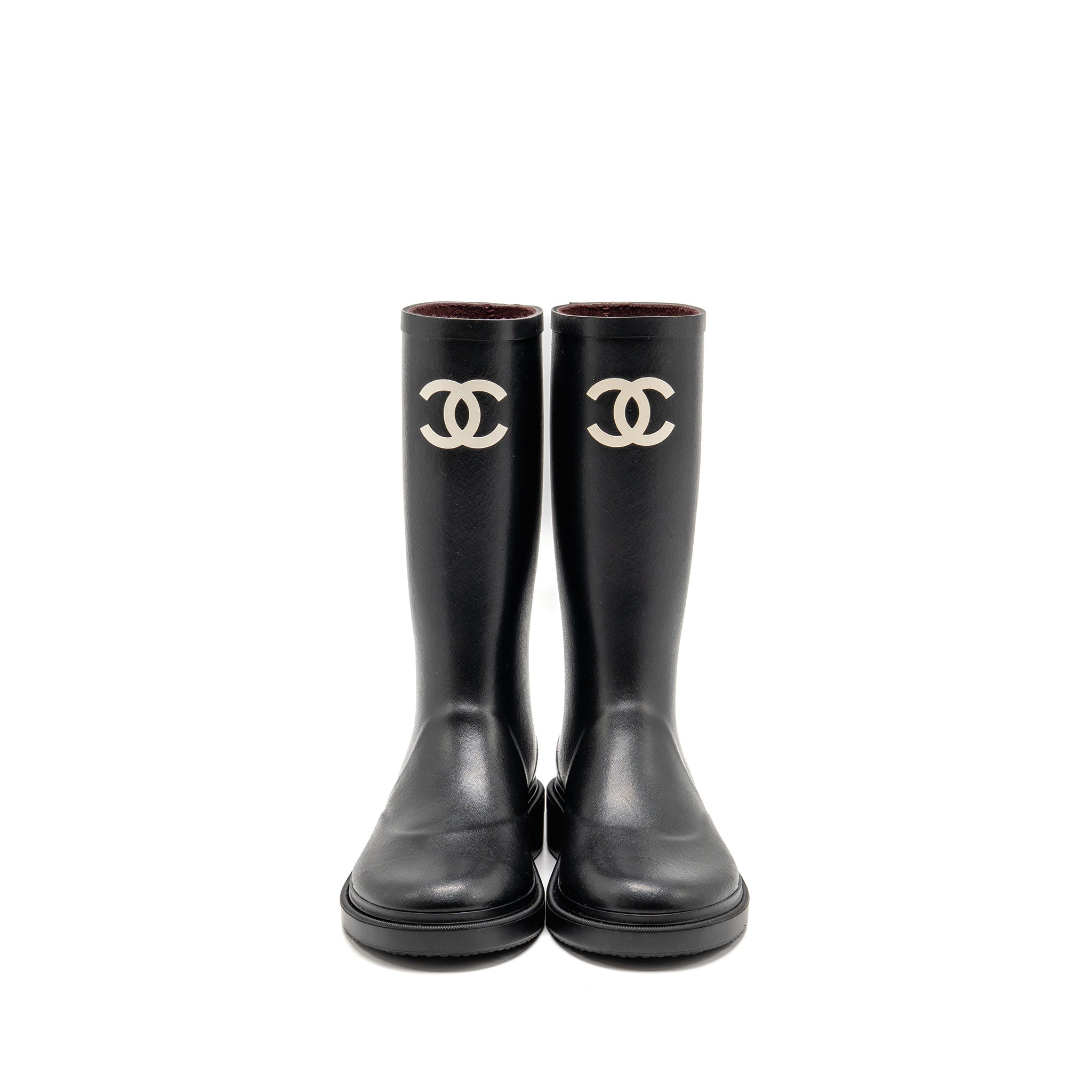 CHANEL 25B HIGH BOOTS CAOUTCHOUC BLACK