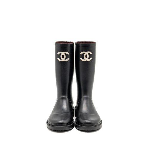CHANEL 25B HIGH BOOTS CAOUTCHOUC BLACK