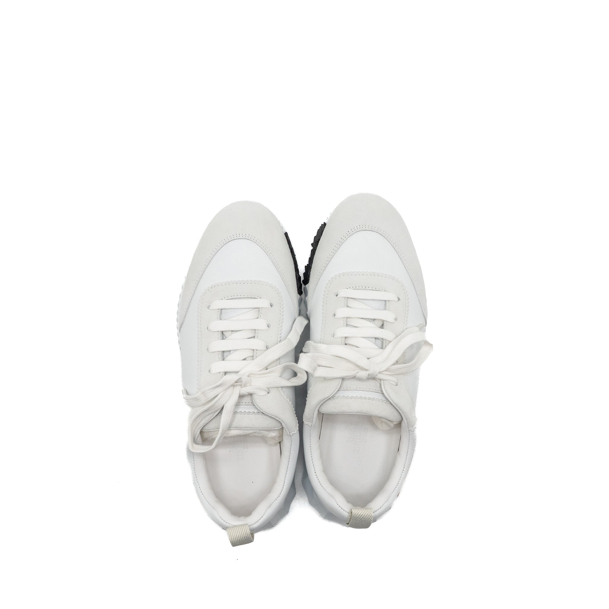 HERMES BOUNCING SNEAKERS CALFSKIN/SUEDE GOATSKIN BLANC