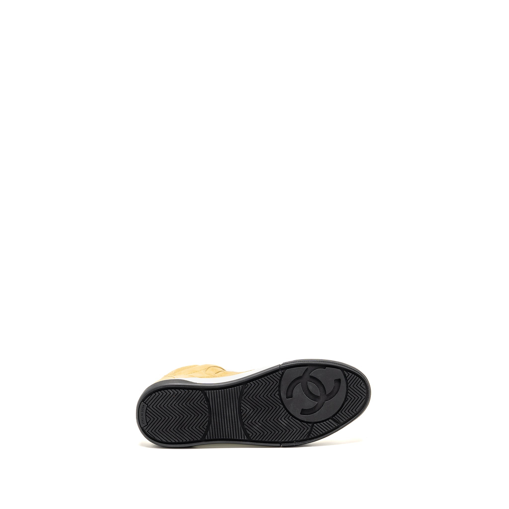 CHANEL 23A CC LOGO HIGH-TOP SNEAKERS SUEDE KIDSKIN DARK BEIGE