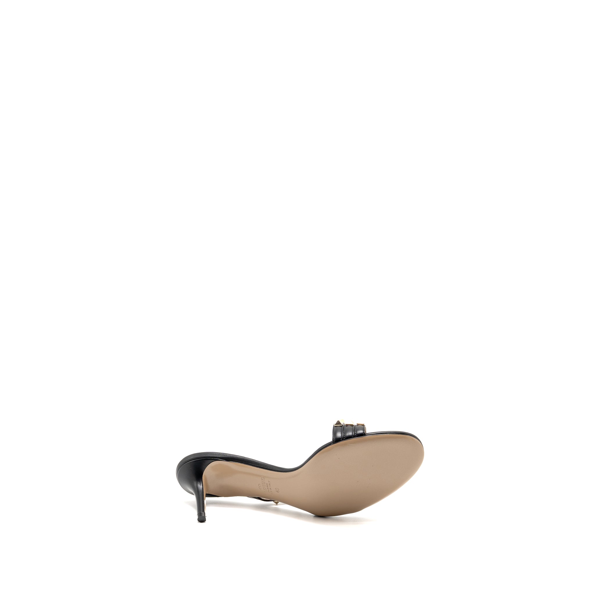VALENTINO GARAVANI ROCKSTUD HEELS SANDALS LEATHER BLACK LGHW