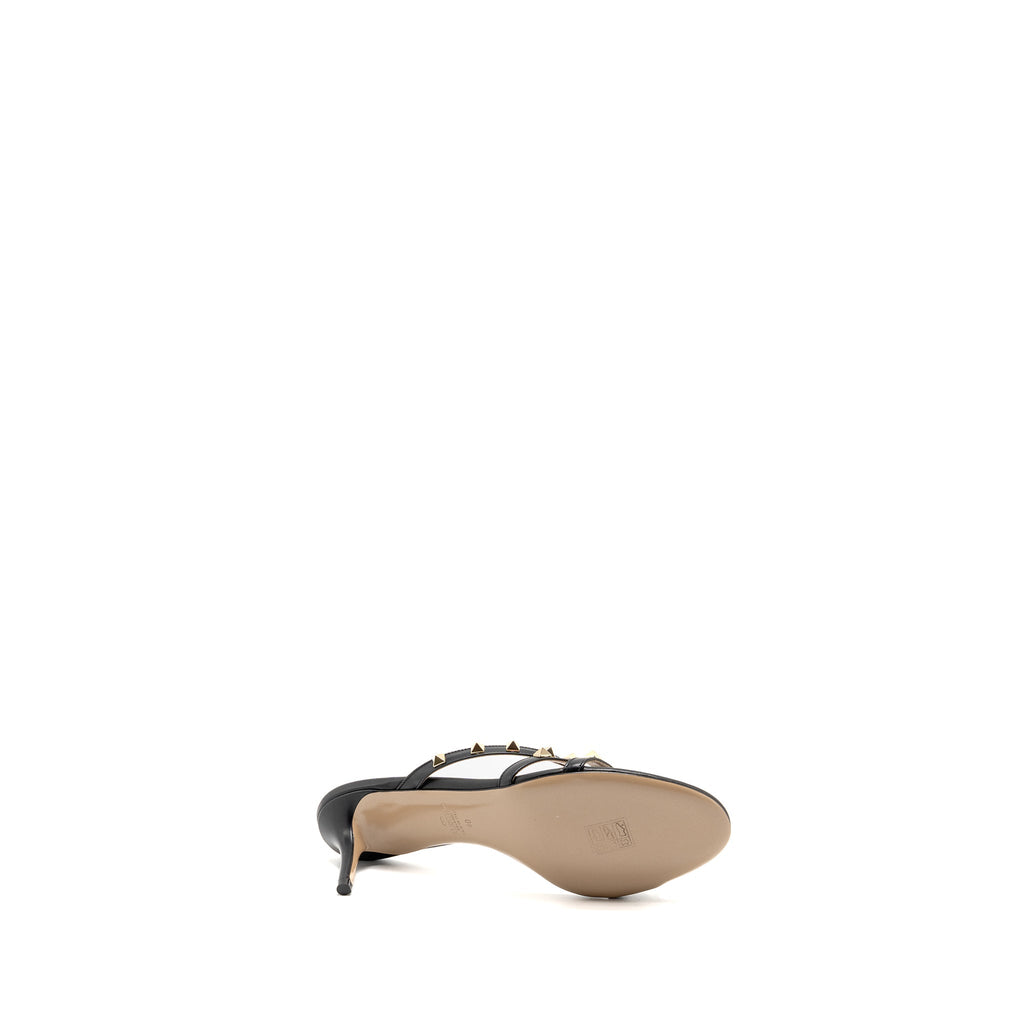 VALENTINO GARAVANI ROCKSTUD HEELS SANDALS LEATHER BLACK LGHW