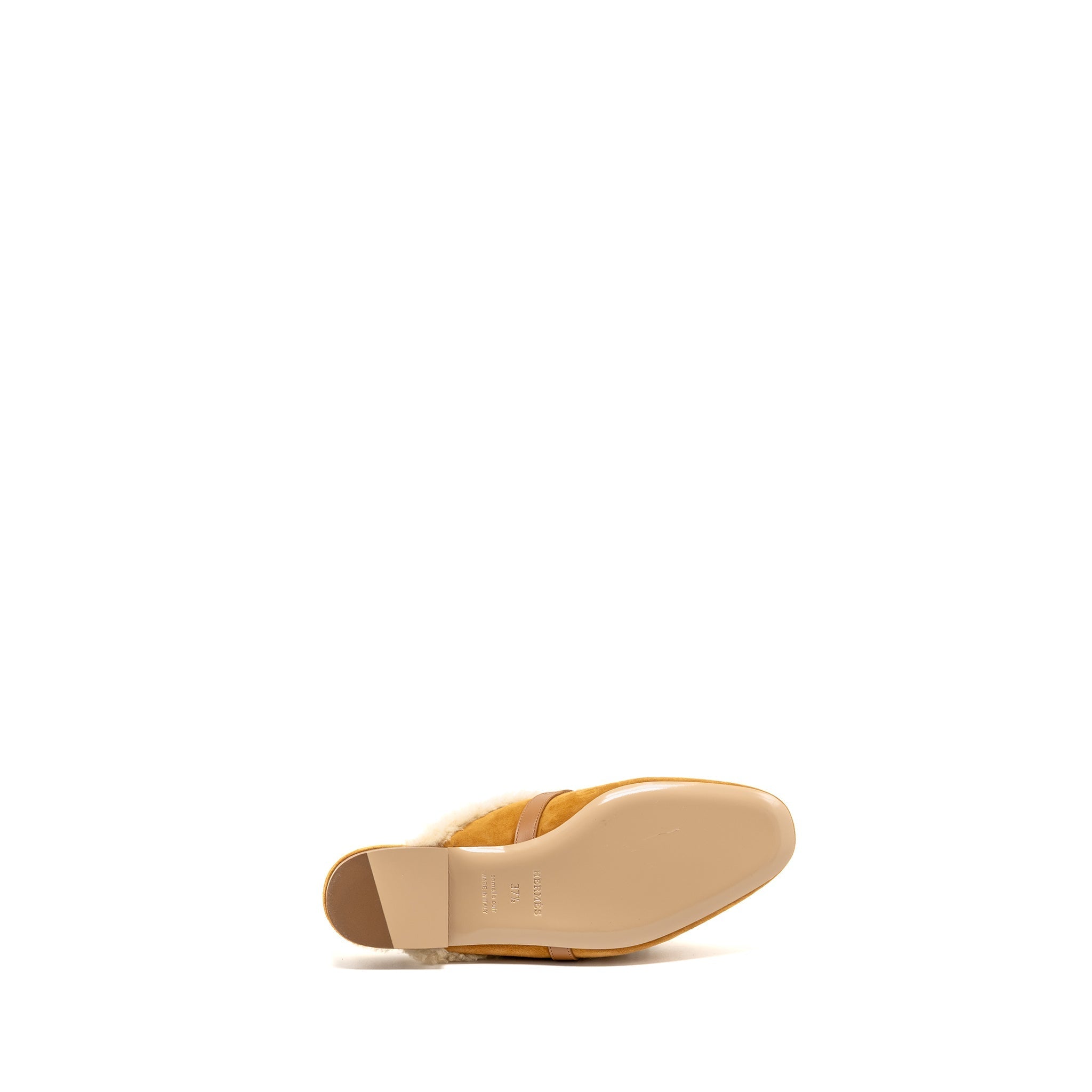 HERMES OZ MULE SUEDE GOATSKIN SHEARLING NATUREL SHW