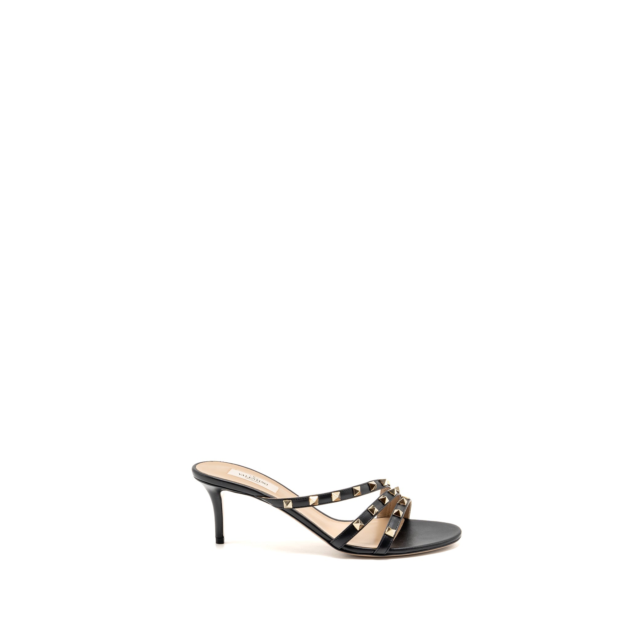 VALENTINO GARAVANI ROCKSTUD HEELS SANDALS LEATHER BLACK LGHW