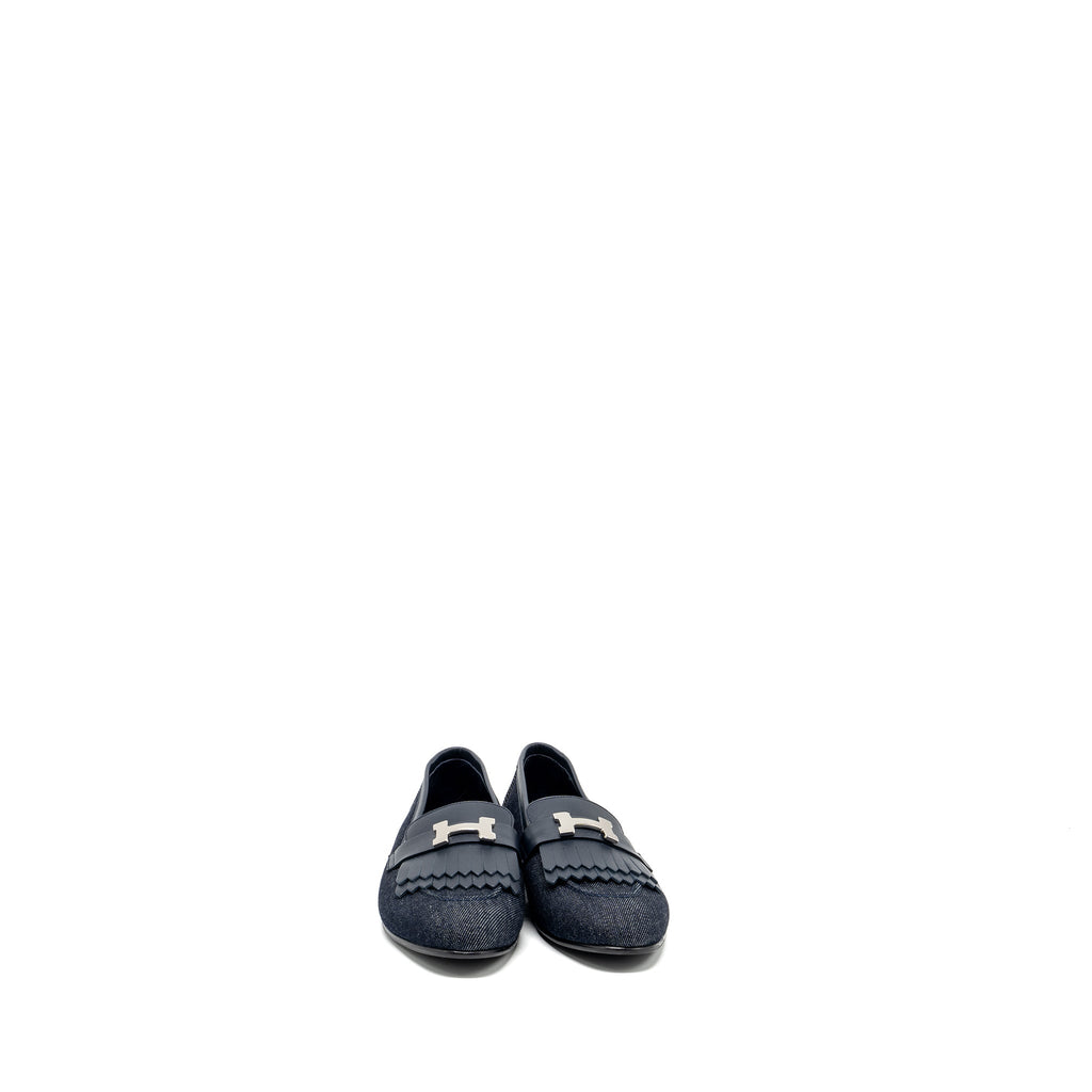 HERMES MOCASSINS ROYAL LOAFER DENIM/CALFSKIN BLEU BRUT/MARINE SHW